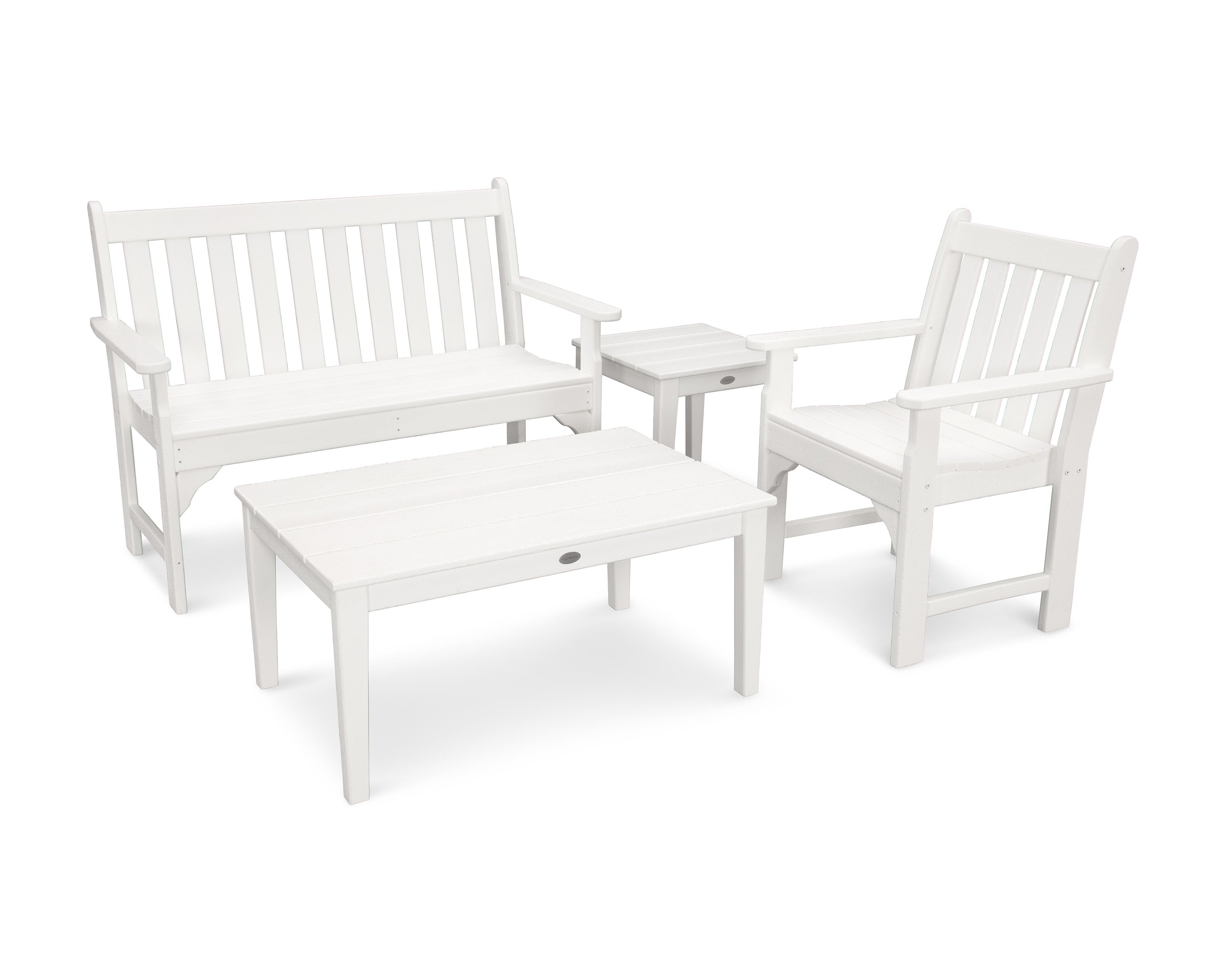 Vineyard 4-Piece Bench Seating Set in Vintage White