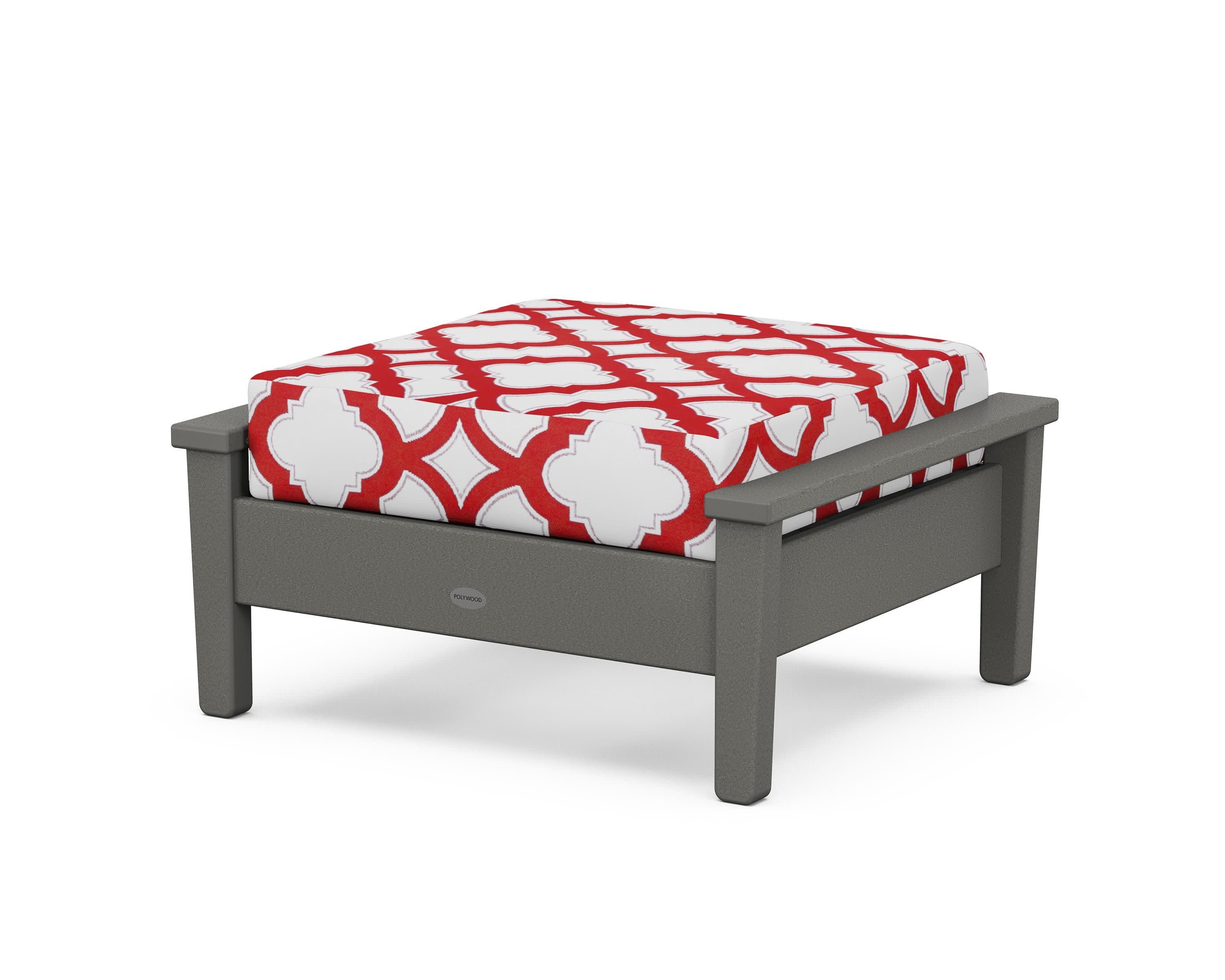 Prescott Deep Seating Ottoman in Slate Grey / Trellis Crimson