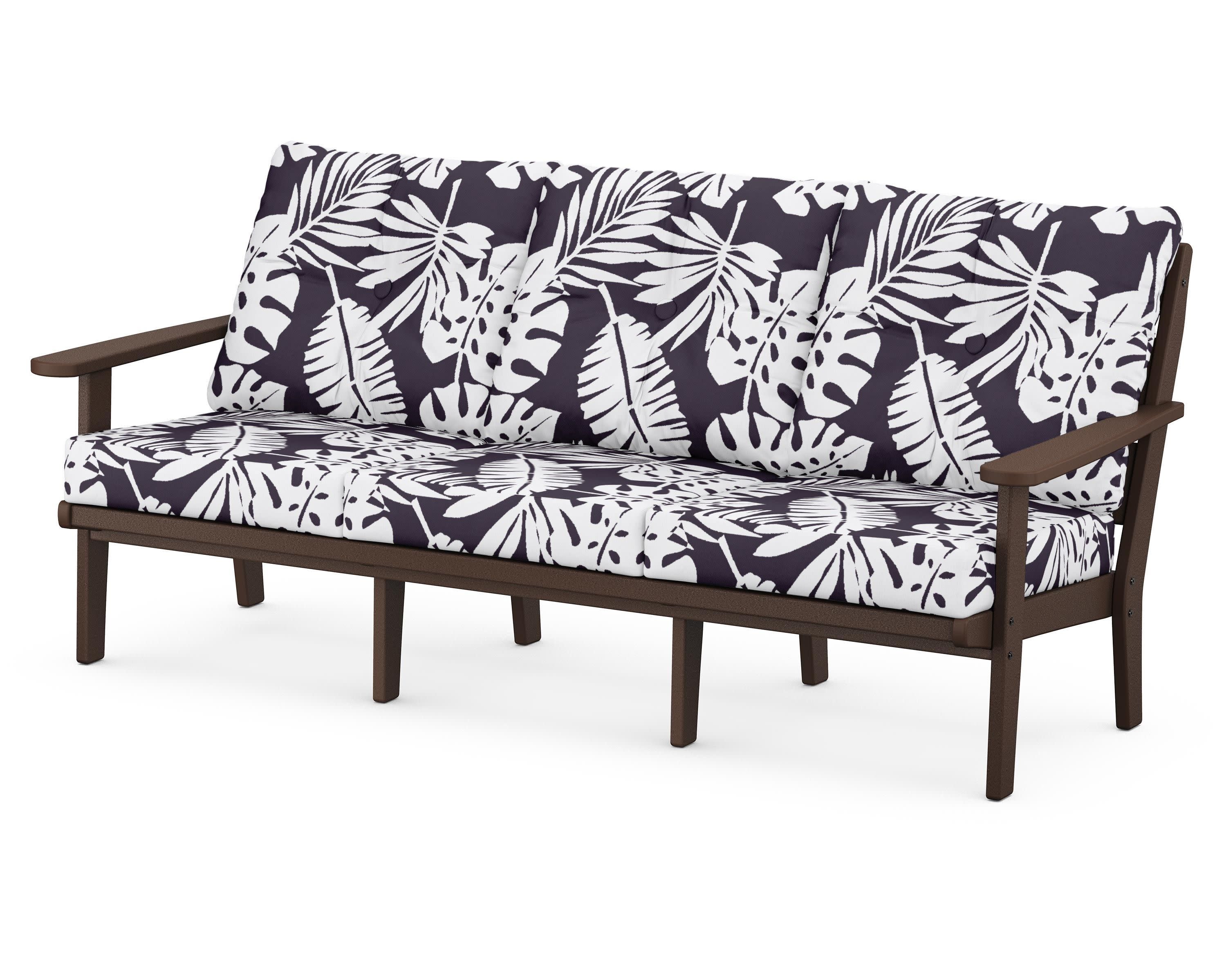 Lakeside Deep Seating Sofa in Mahogany / Leaf Navy