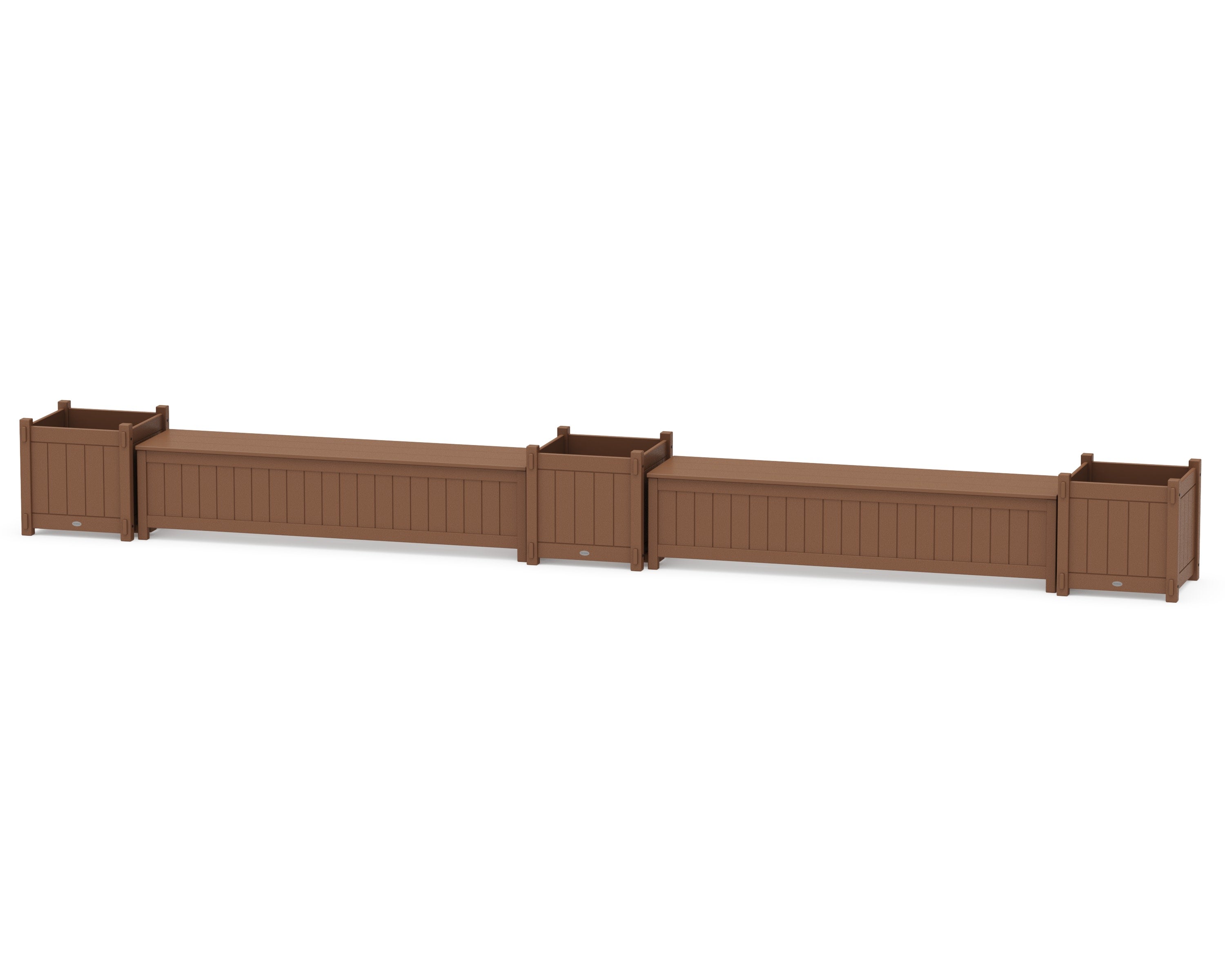 72" Vineyard Straight Double Planter Storage Bench Set- Large in Teak