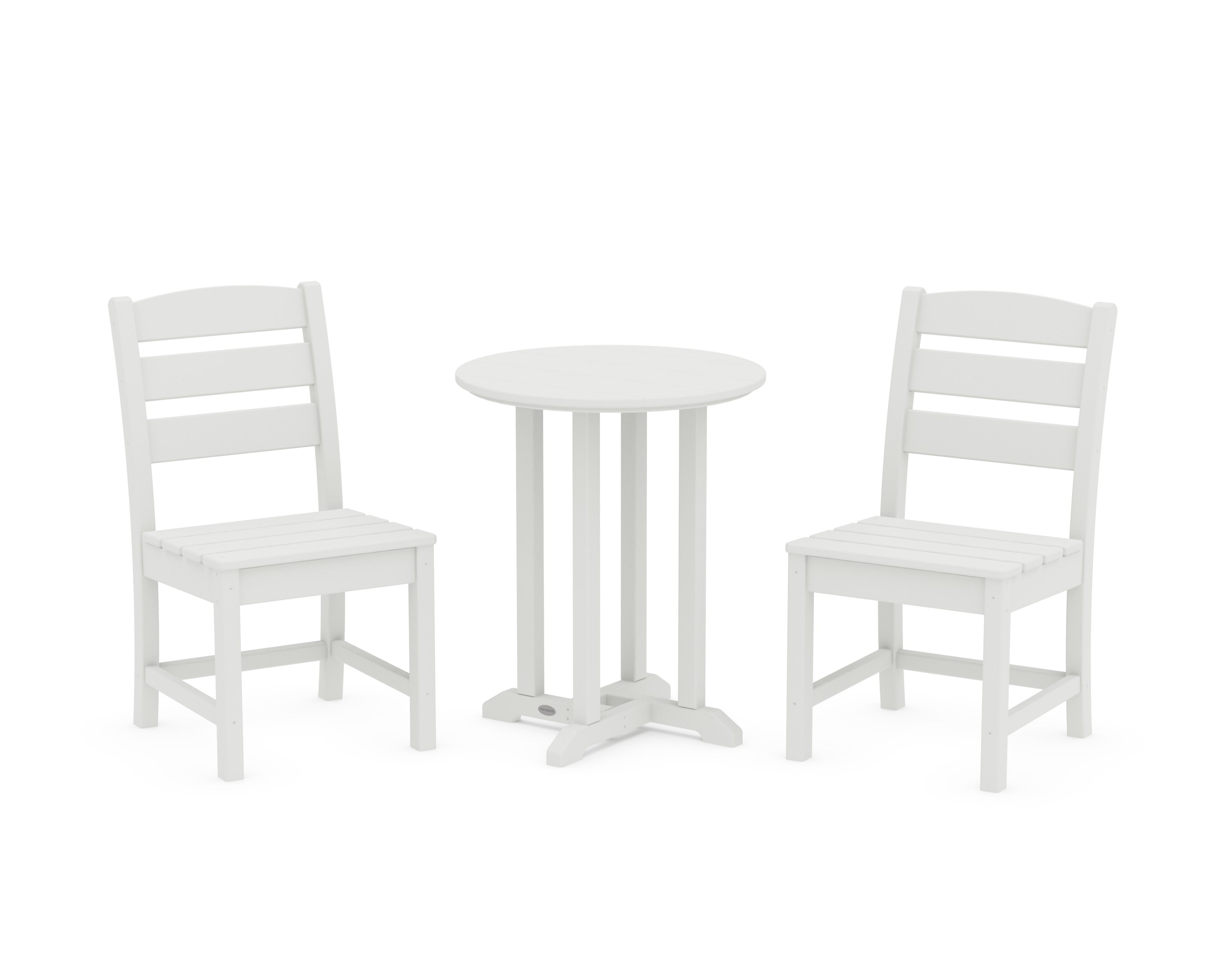 Lakeside Side Chair 3-Piece Round Bistro Dining Set in Vintage White