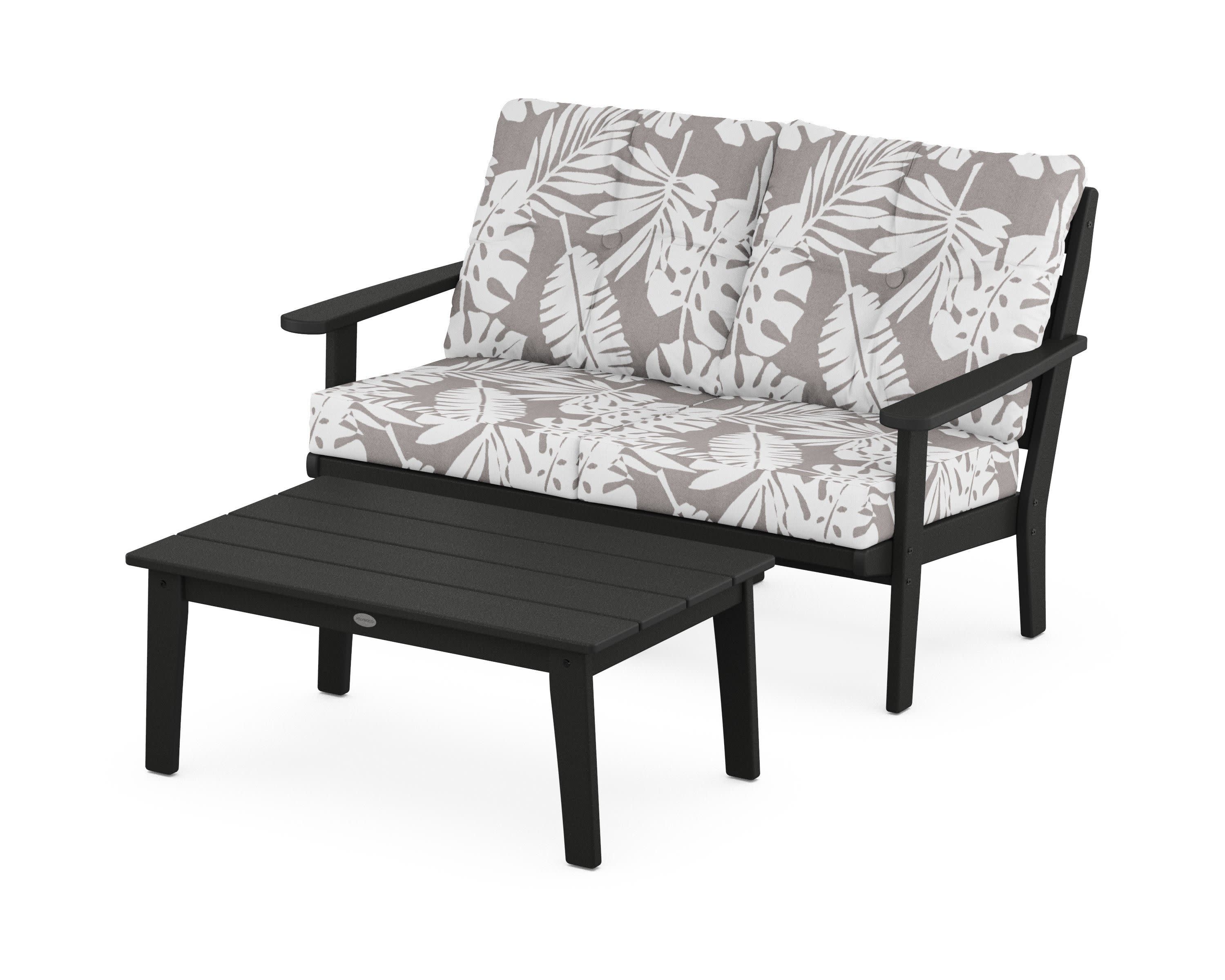Lakeside 2-Piece Lounge Loveseat Set in Black / Leaf Grey Mist