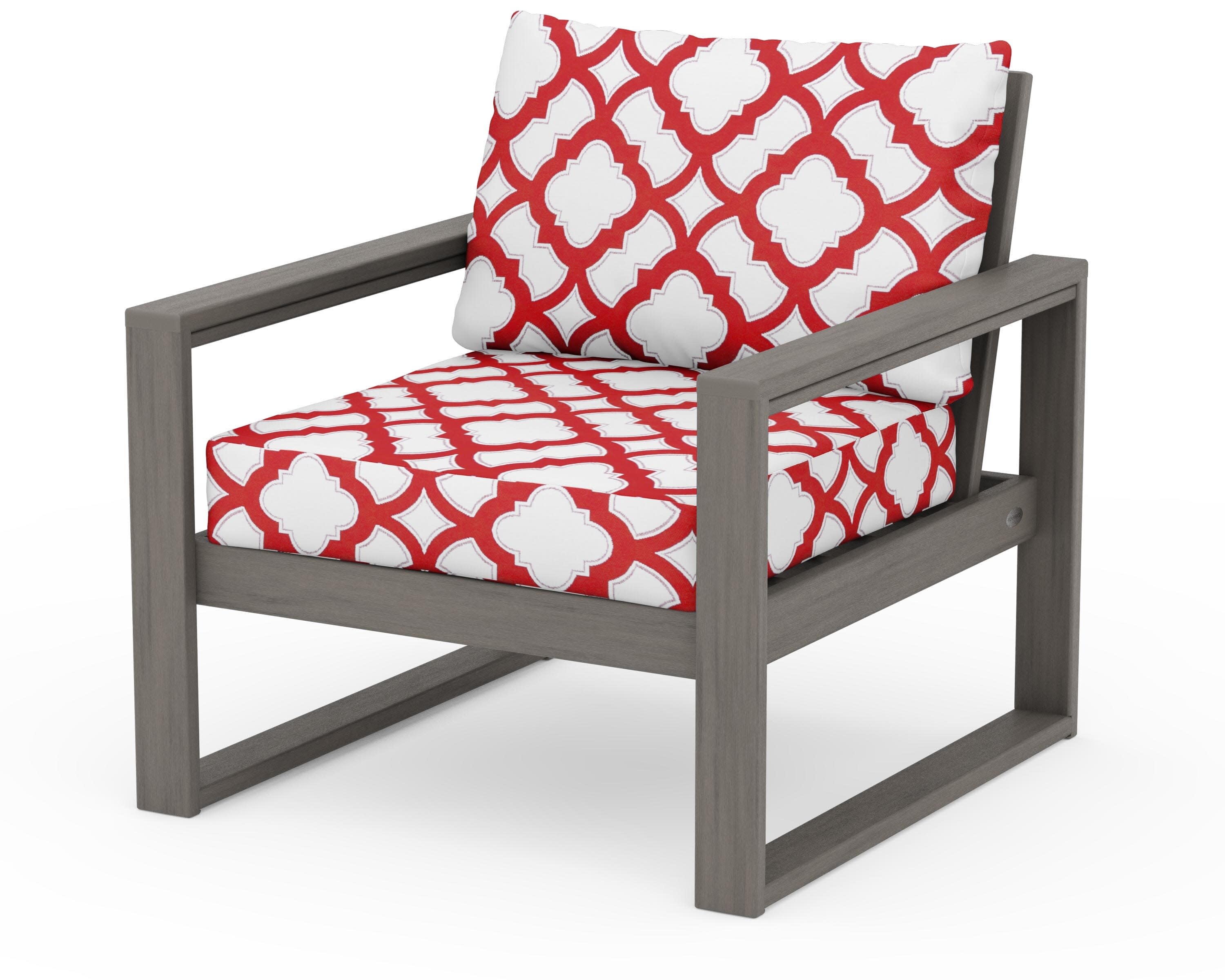 EDGE Club Chair in Driftwood / Trellis Crimson
