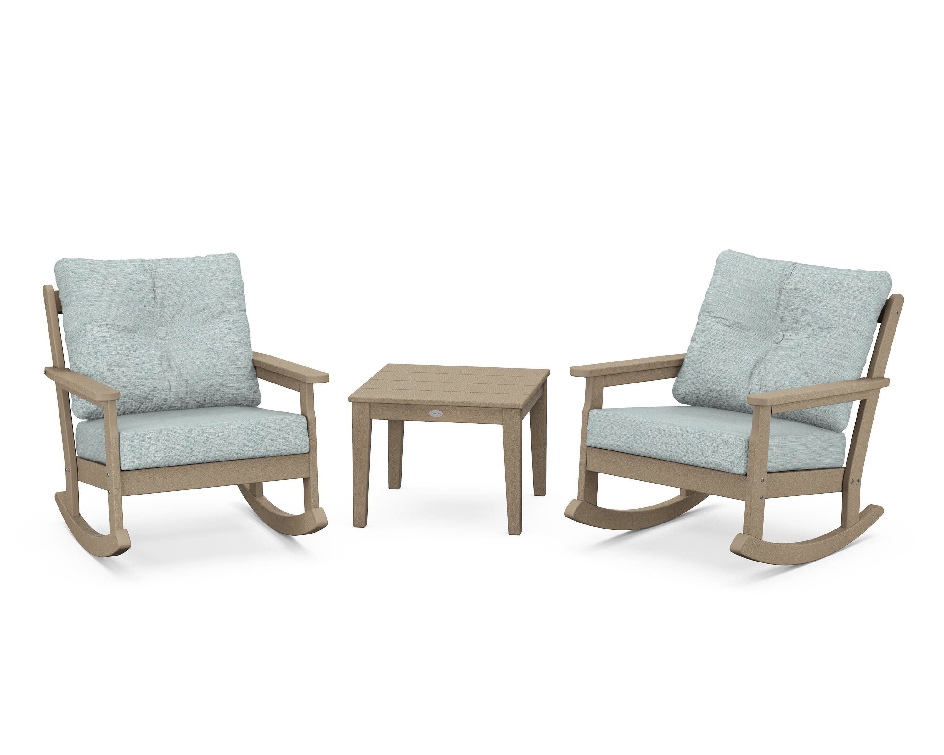 Vineyard 3-Piece Deep Seating Rocker Set in Vintage Sahara / Soothe Mist