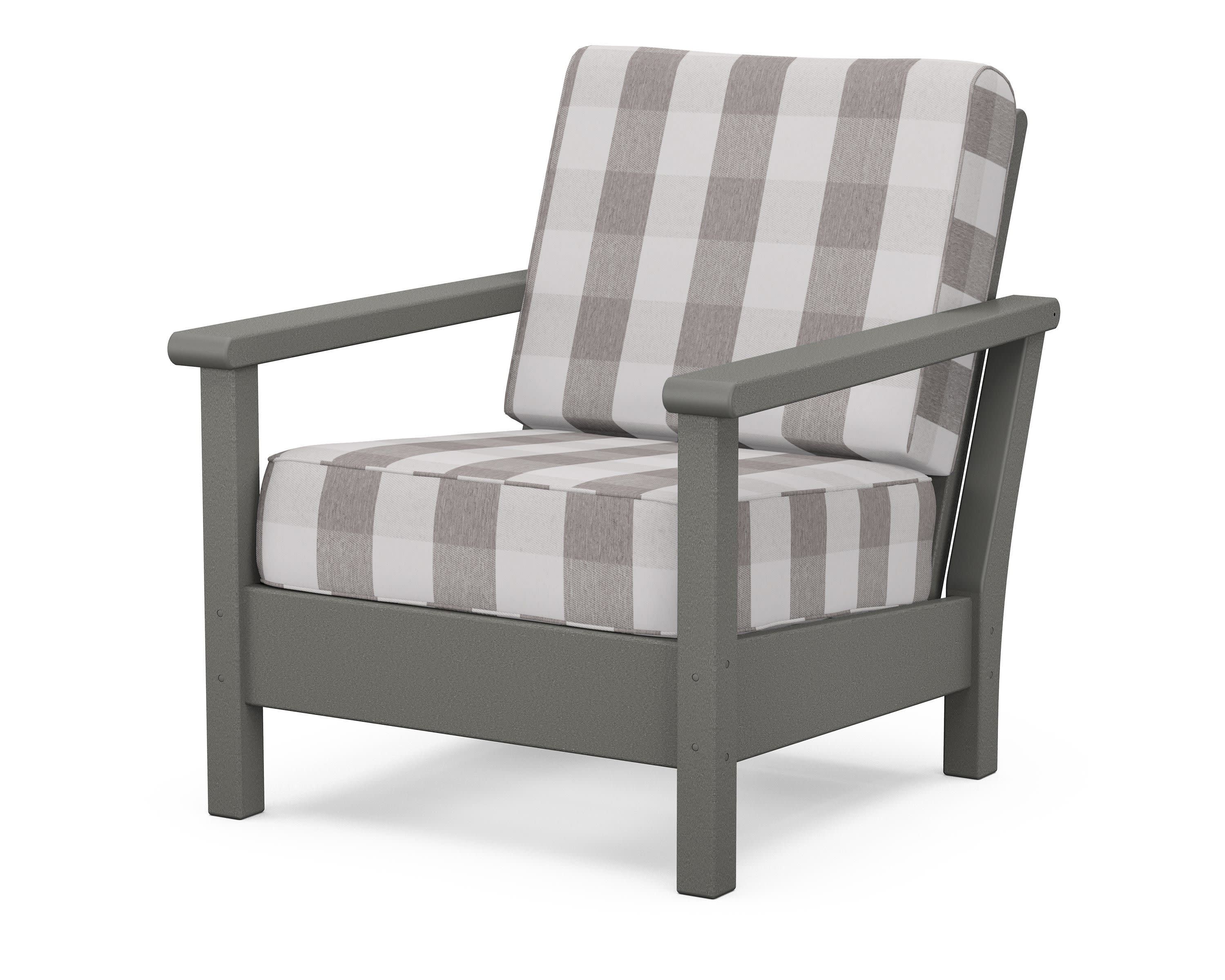 Harbour Deep Seating Chair in Slate Grey / Buffalo Plaid Grey Mist