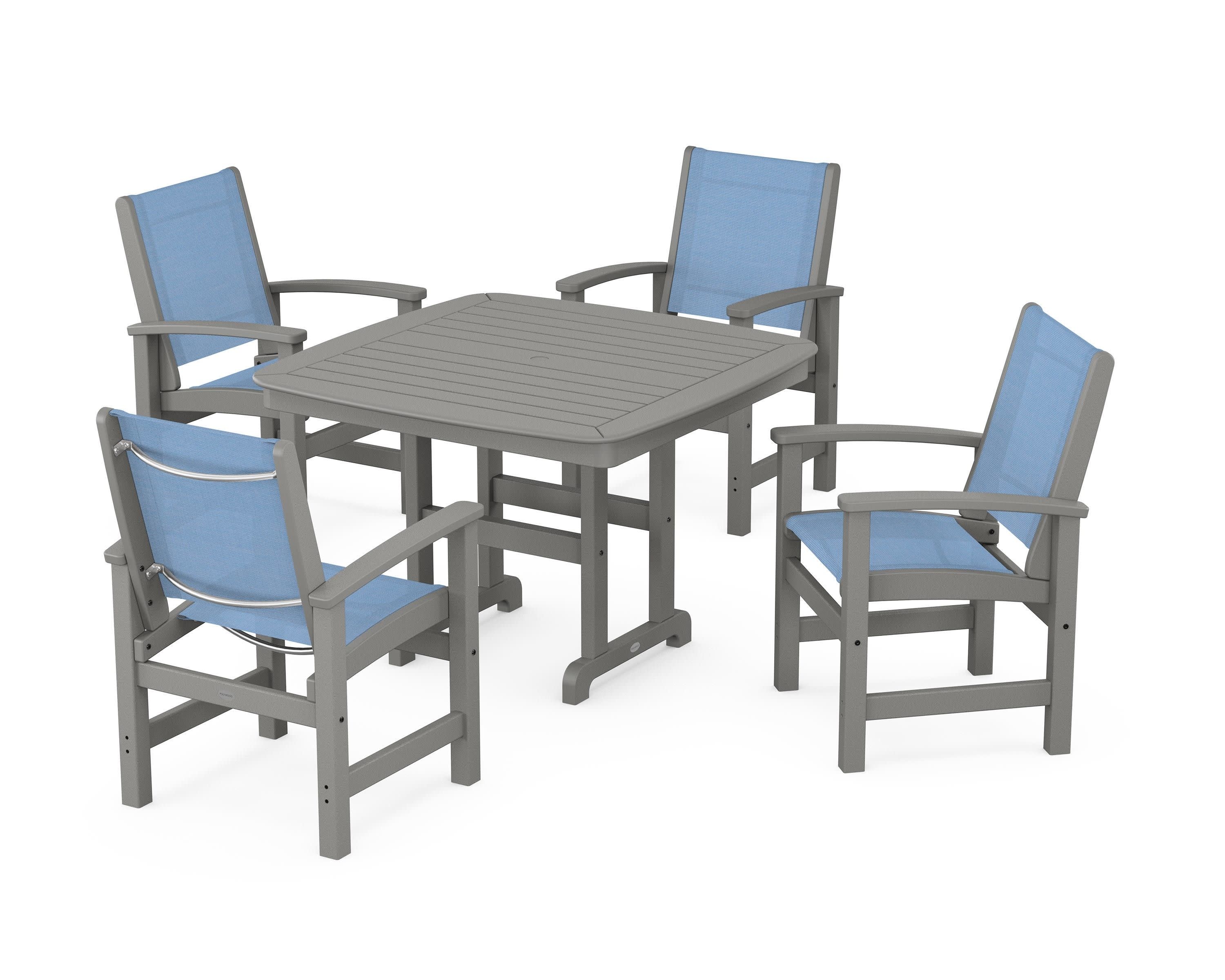 Coastal 5-Piece Dining Set in Slate Grey / Poolside Sling