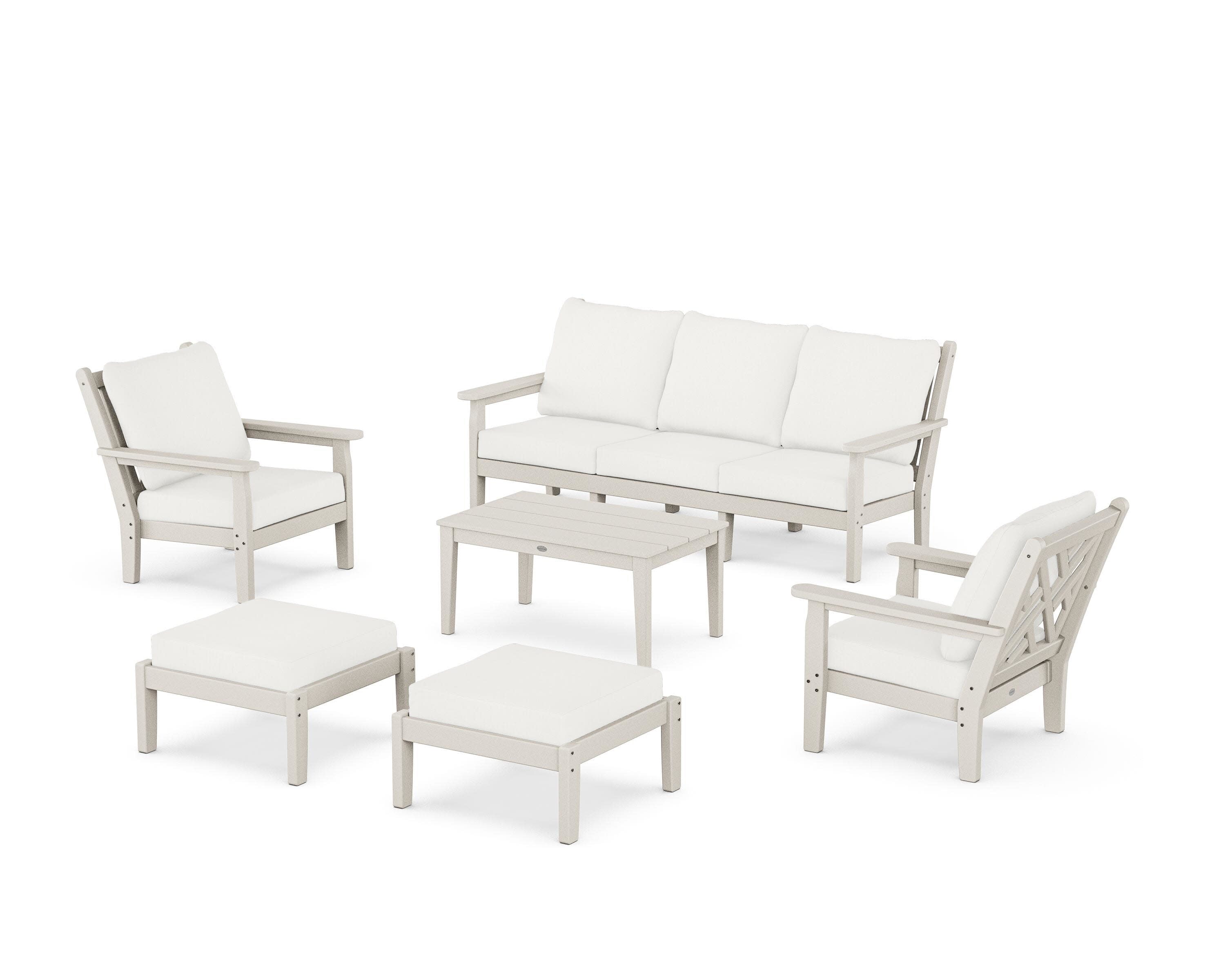 Chippendale 6-Piece Lounge Sofa Set in Sand / Natural Linen