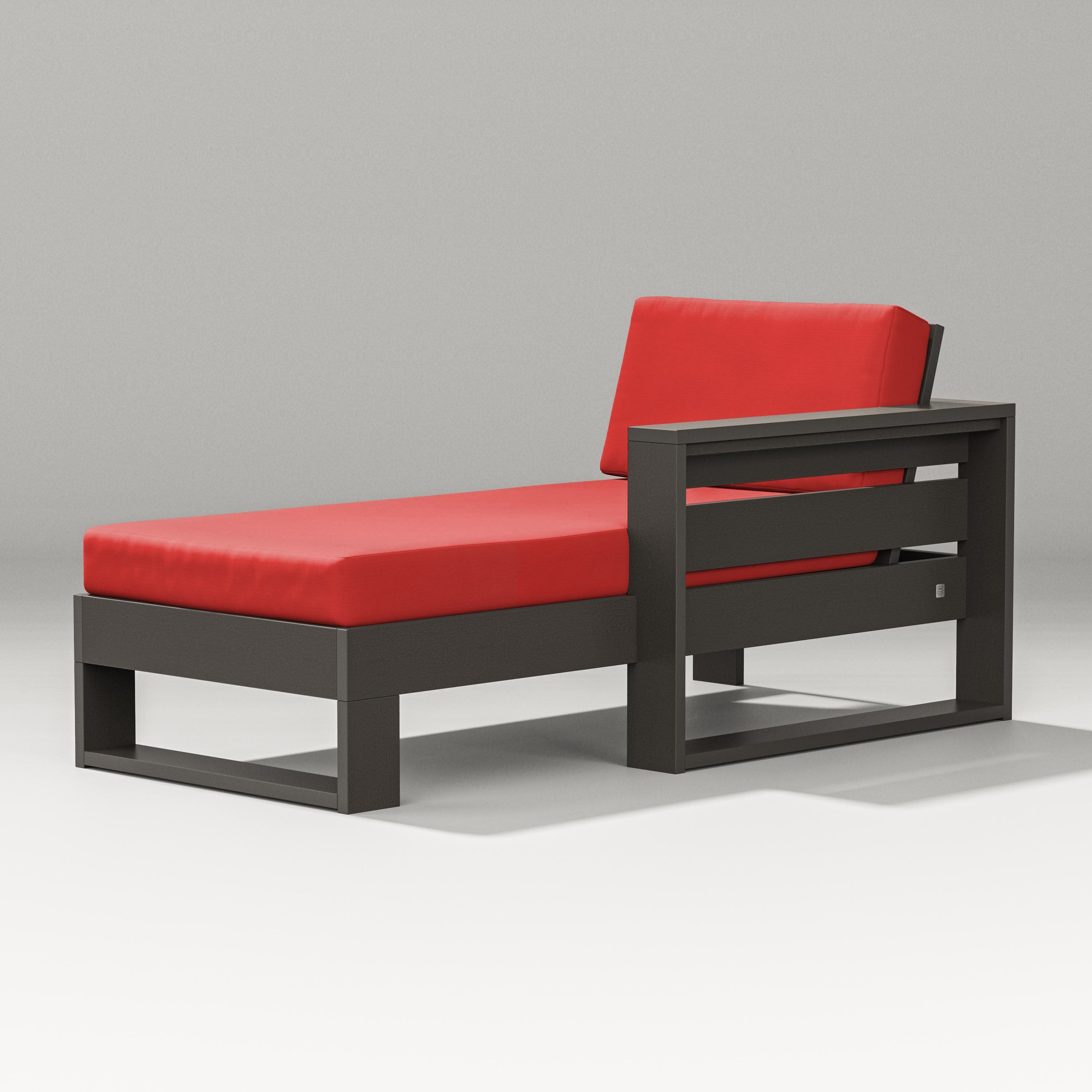 Latitude Modular Right Arm Chaise in Vintage Coffee / Crimson Linen