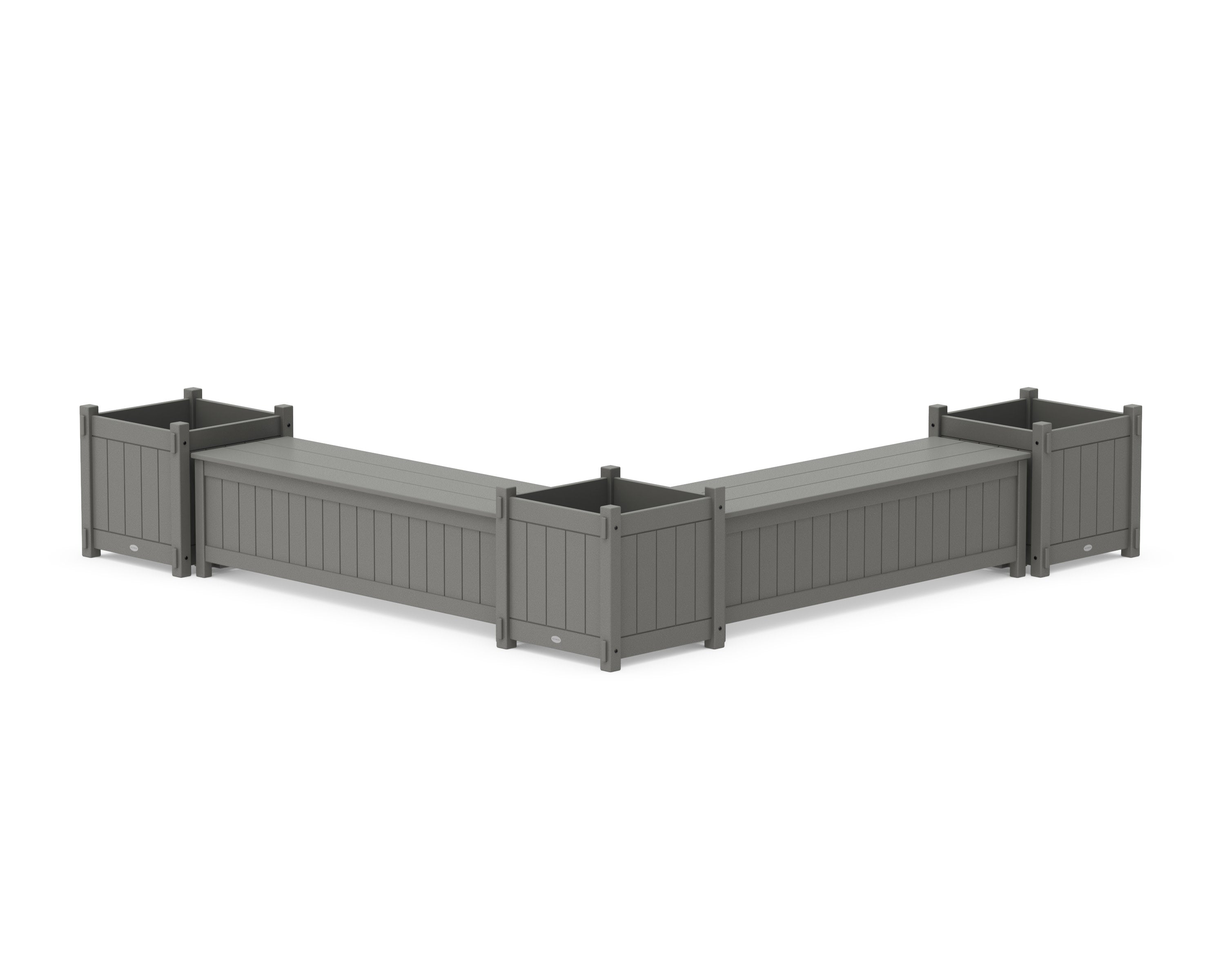 60" Vineyard L- Shaped Planter Storage Bench Corner Set- Large in Slate Grey