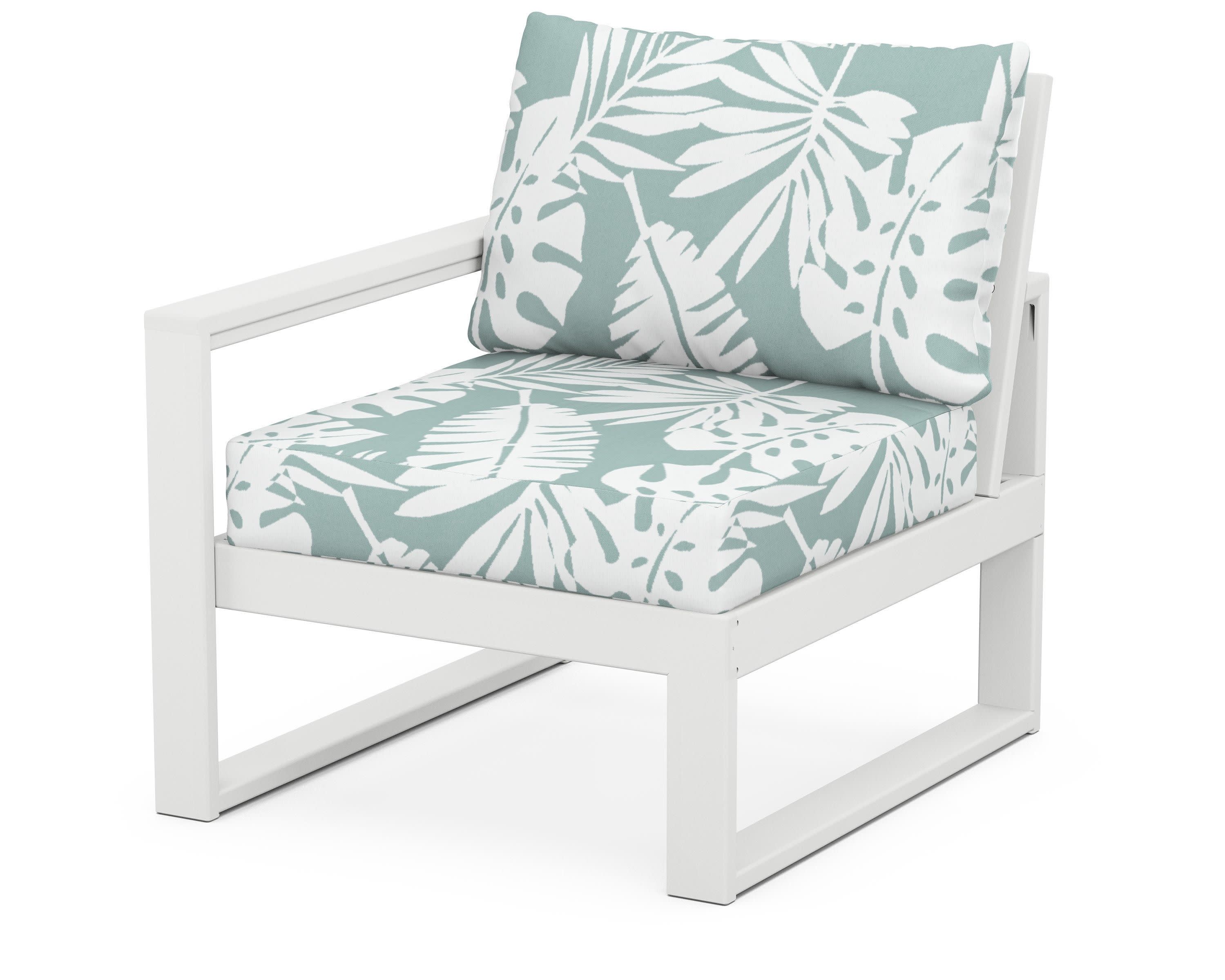 EDGE Modular Left Arm Chair in White / Leaf Glacier Spa