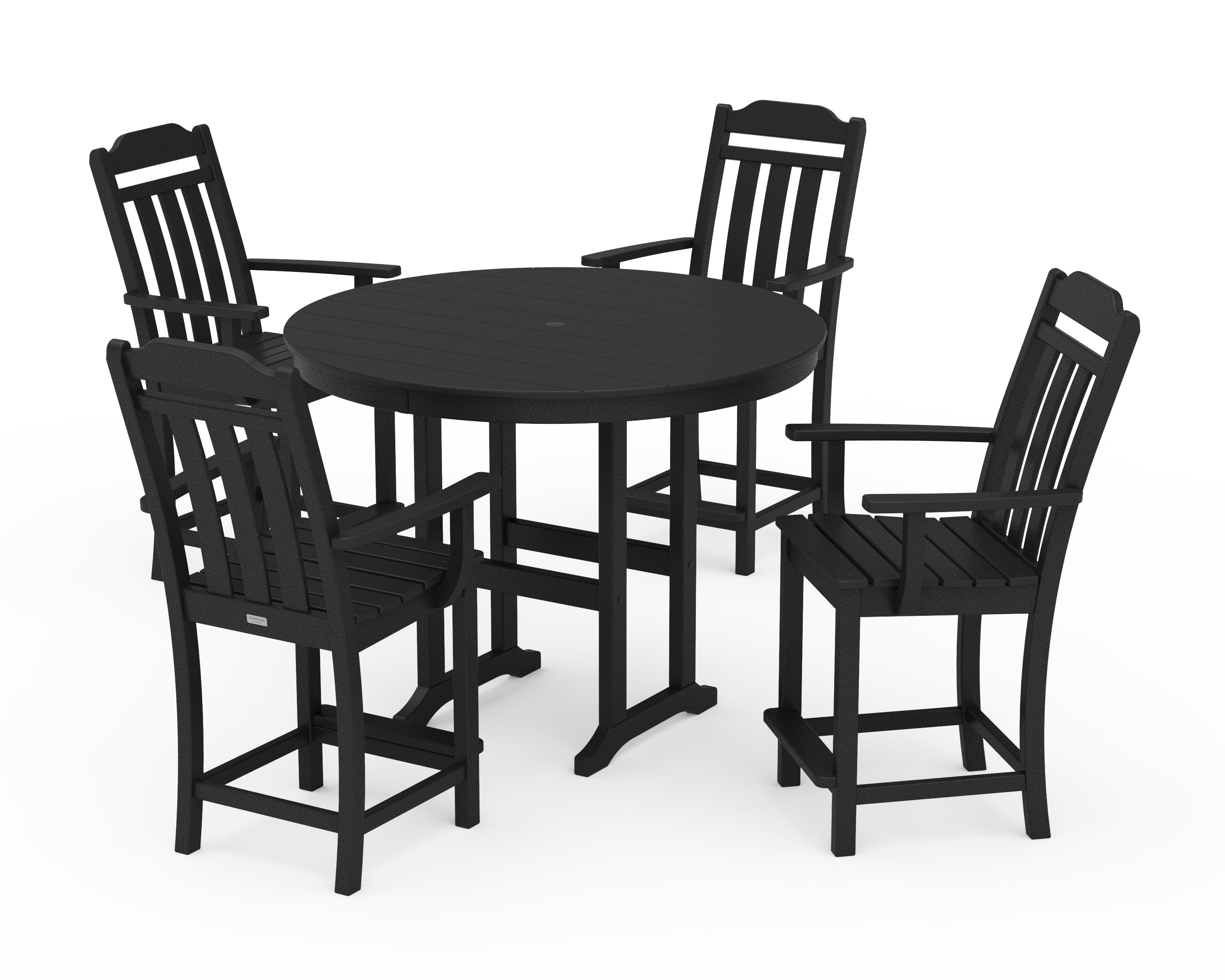 Cottage 5-Piece Round Farmhouse Counter Set in Black