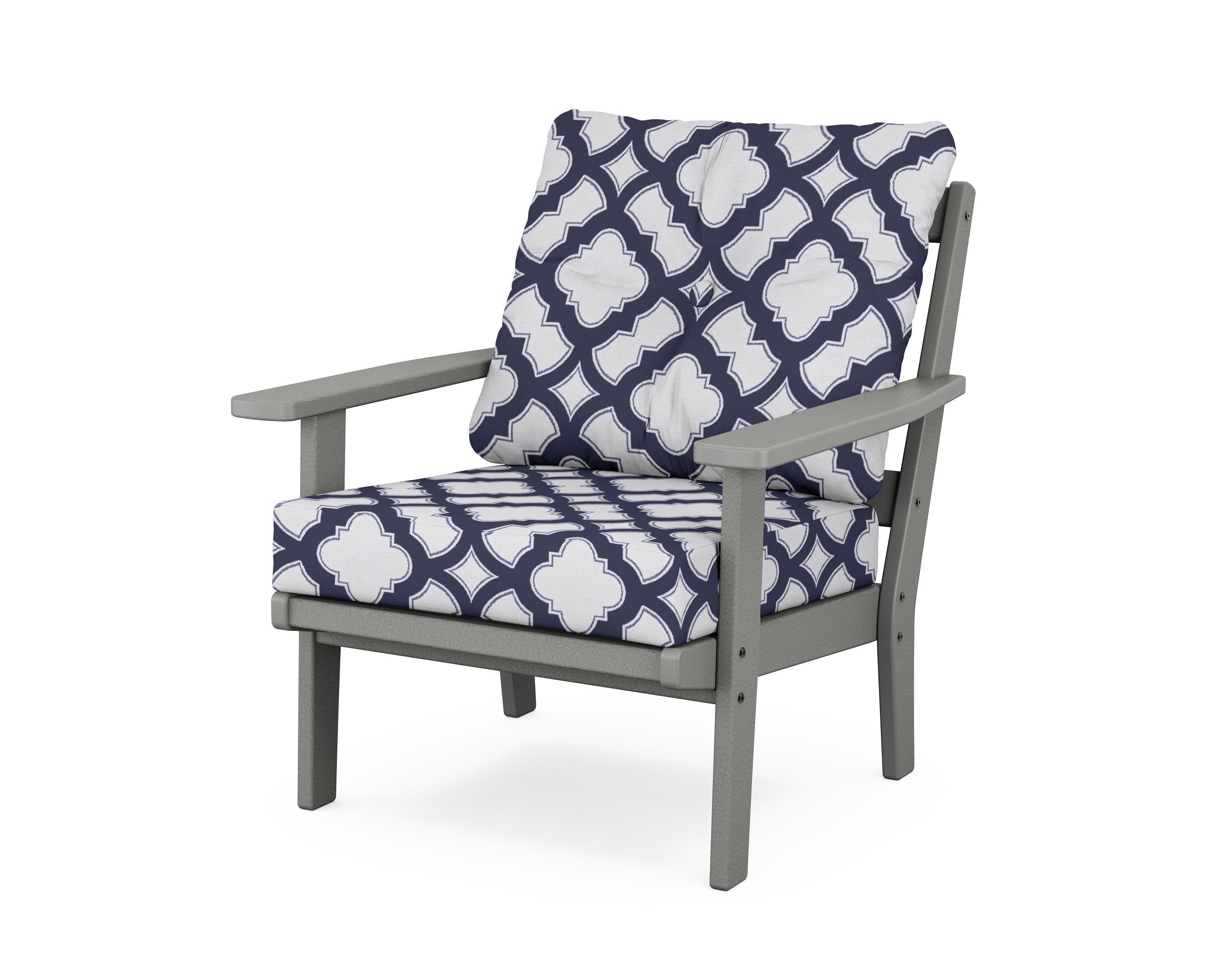 Oxford Deep Seating Chair in Slate Grey / Trellis Navy
