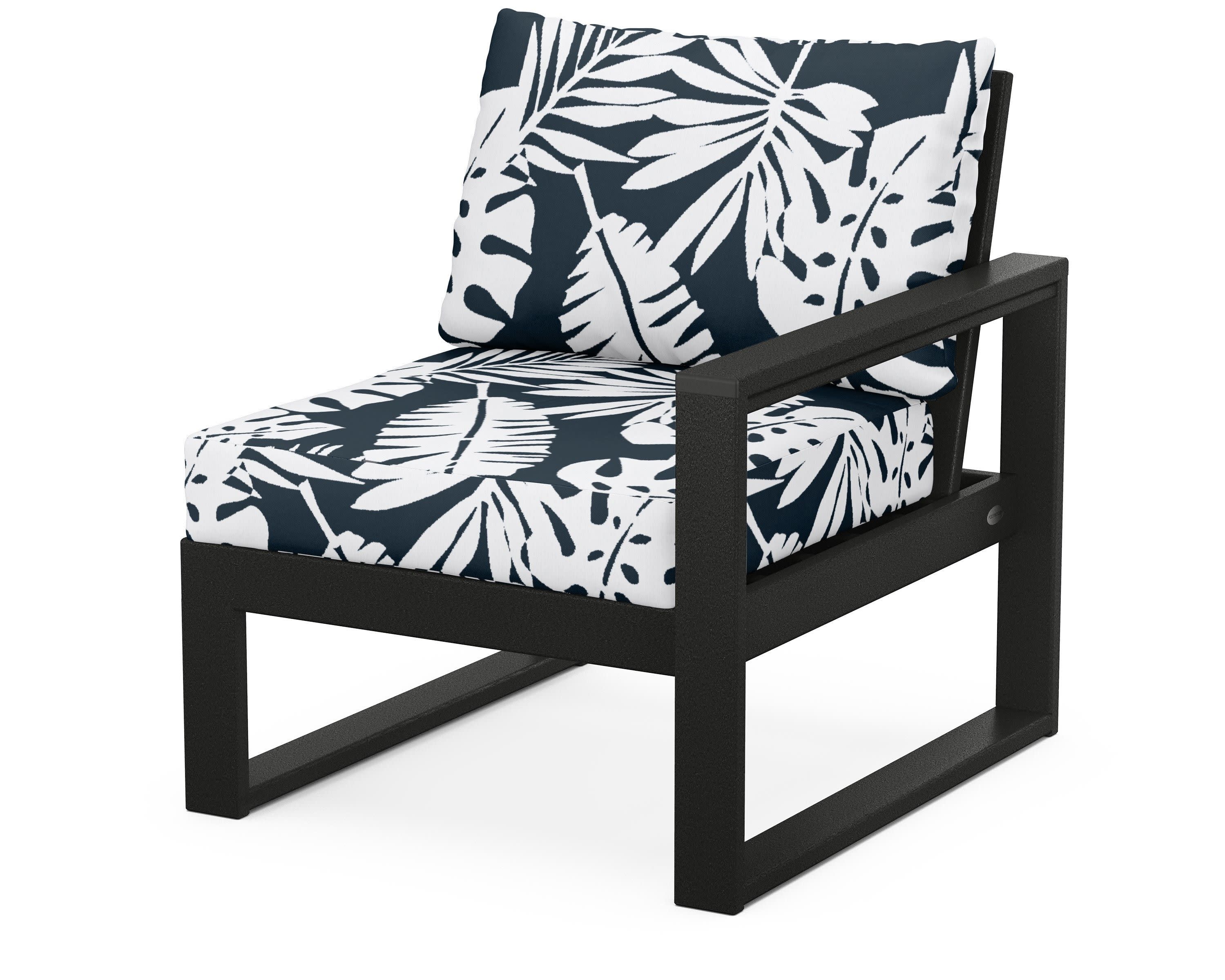 EDGE Modular Right Arm Chair in Black / Leaf Marine Indigo