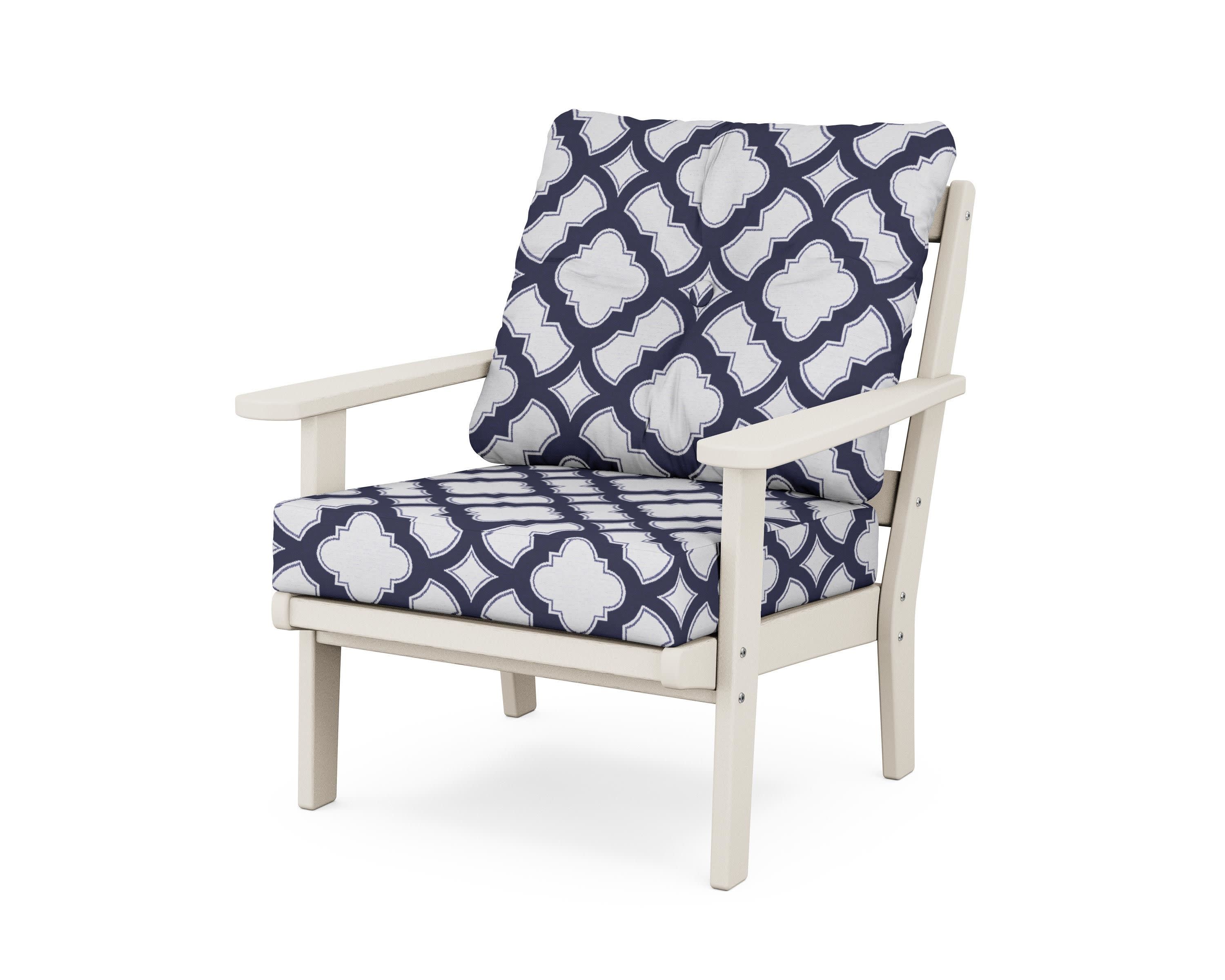 Mission Deep Seating Chair in Sand / Trellis Navy