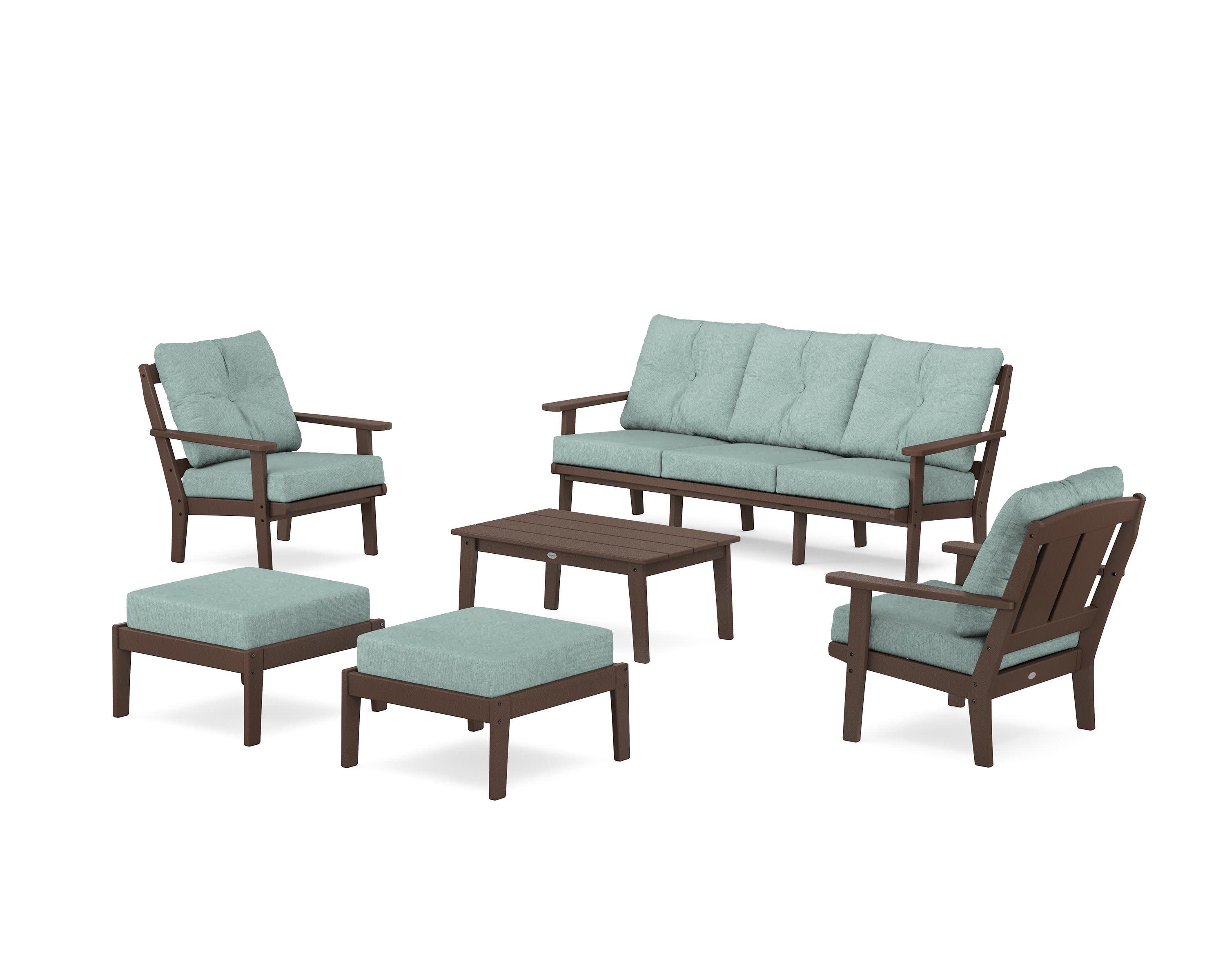 Mission 6-Piece Lounge Sofa Set in Mahogany / Glacier Spa