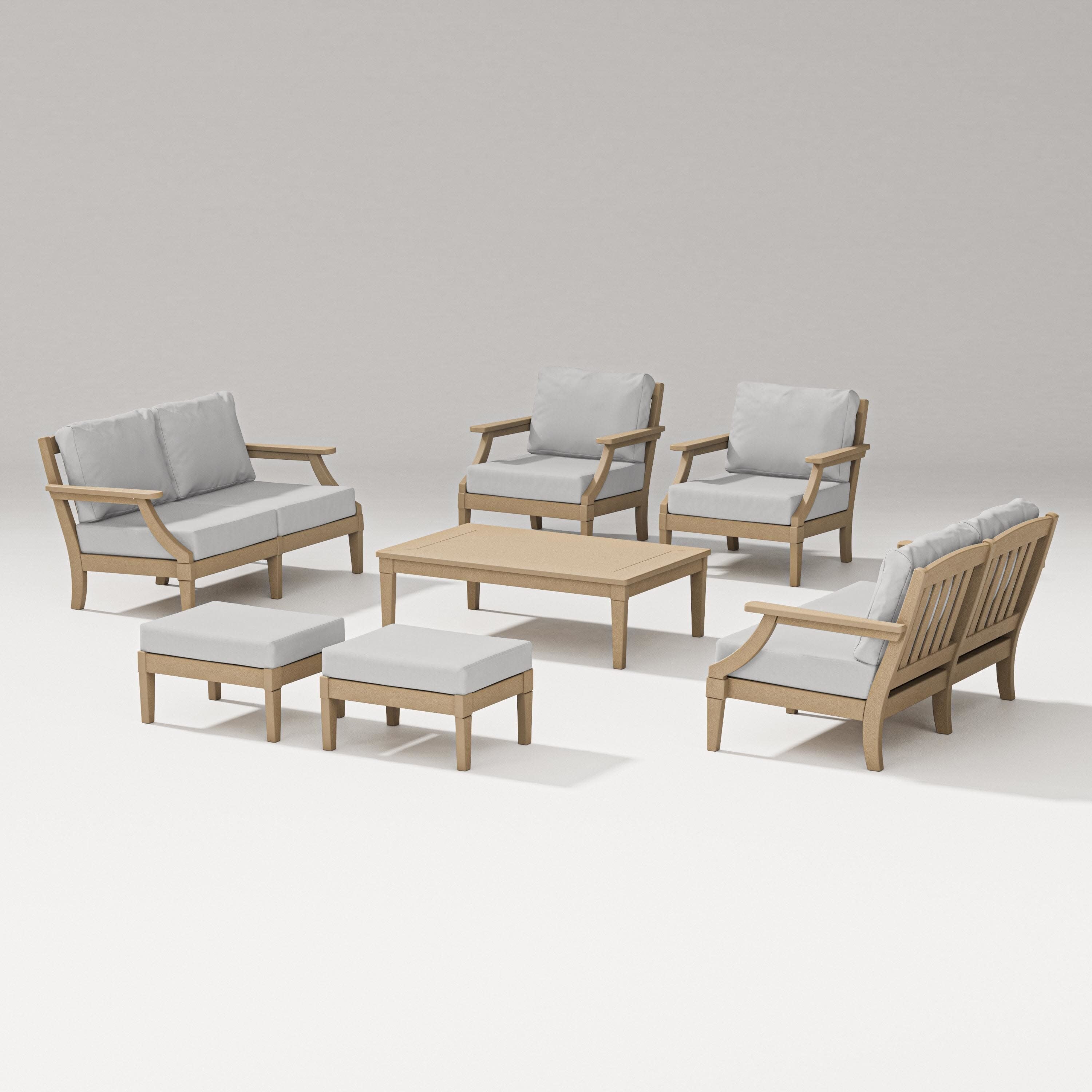 Estate 7-Piece Lounge Loveseat Set in Vintage Sahara / Diamond in the Rough