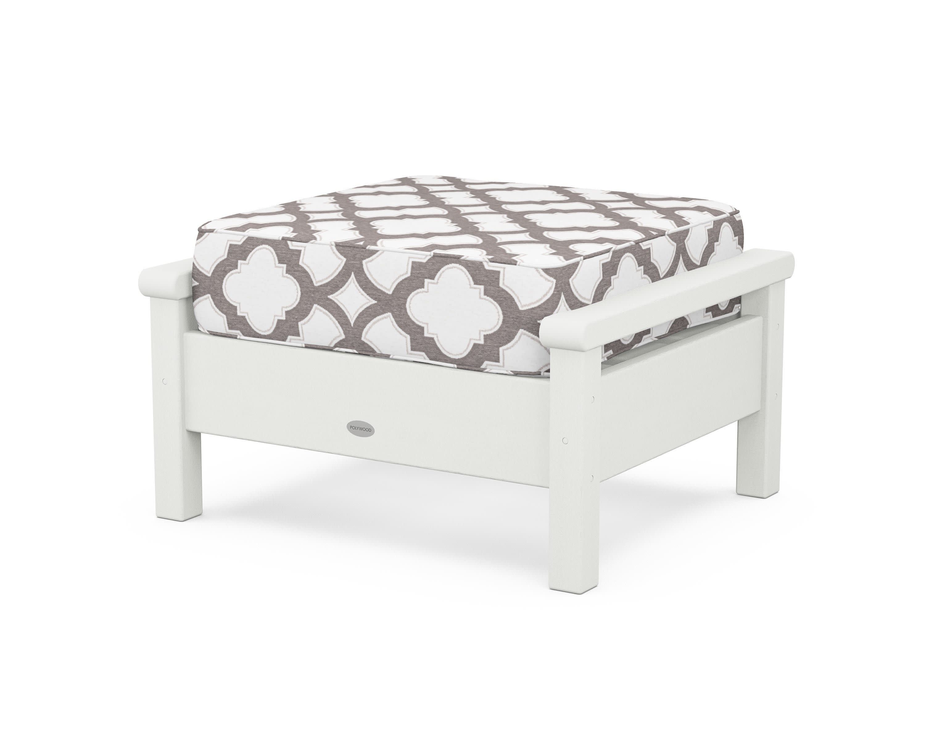 Harbour Deep Seating Ottoman in Vintage White / Trellis Grey Mist