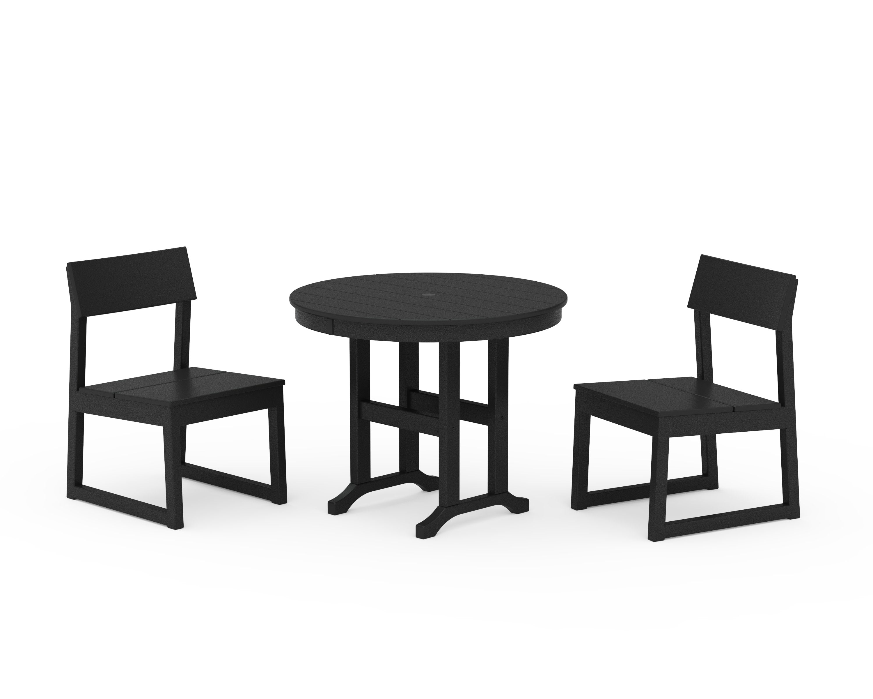 EDGE Side Chair 3-Piece Round Dining Set in Black