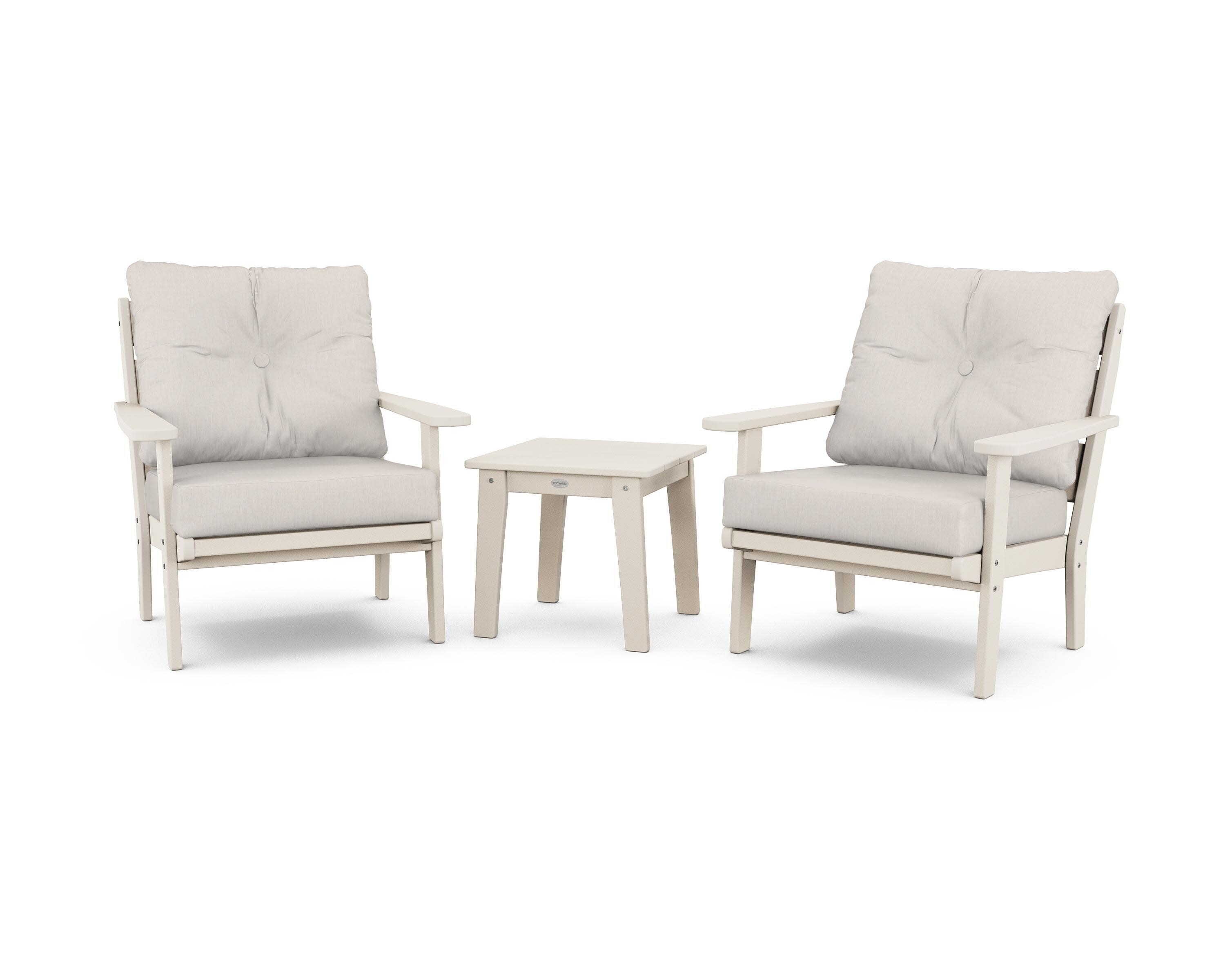 Lakeside 3-Piece Deep Seating Chair Set in Sand / Cast Ash