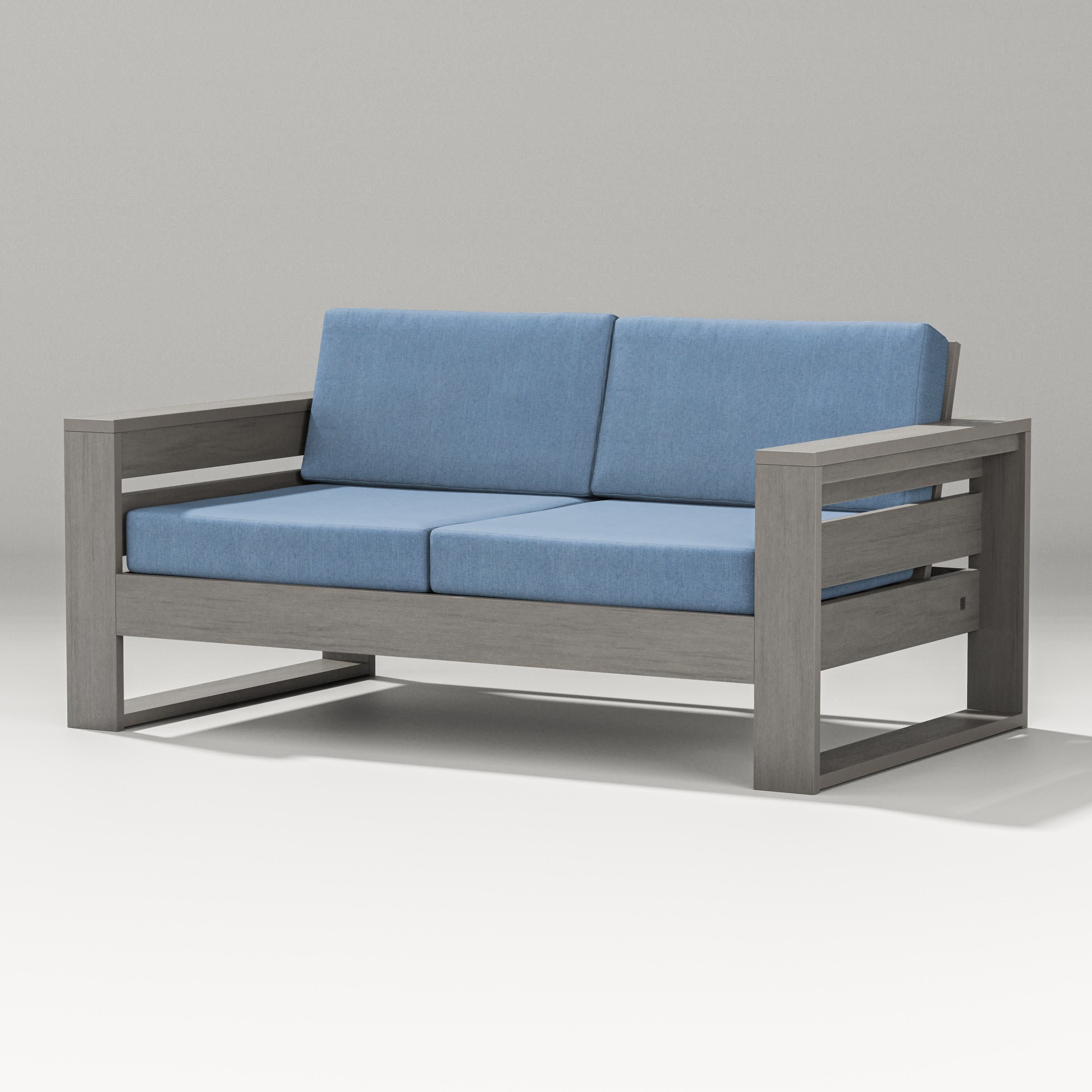 Latitude Loveseat in Driftwood / Sky Blue