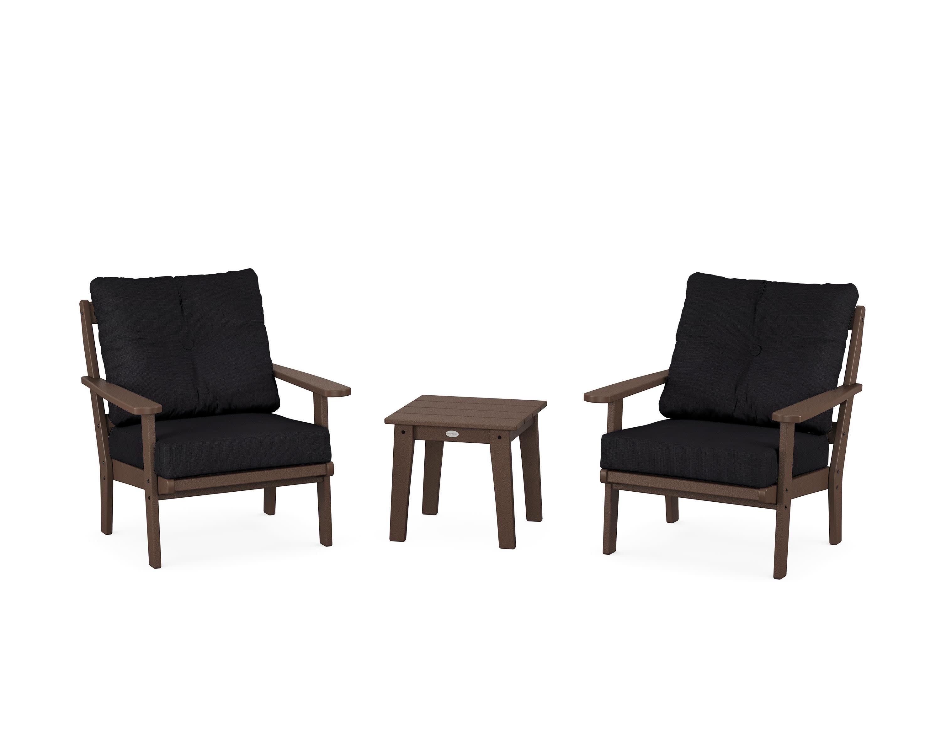 Mission 3-Piece Deep Seating Set in Mahogany / Midnight Linen