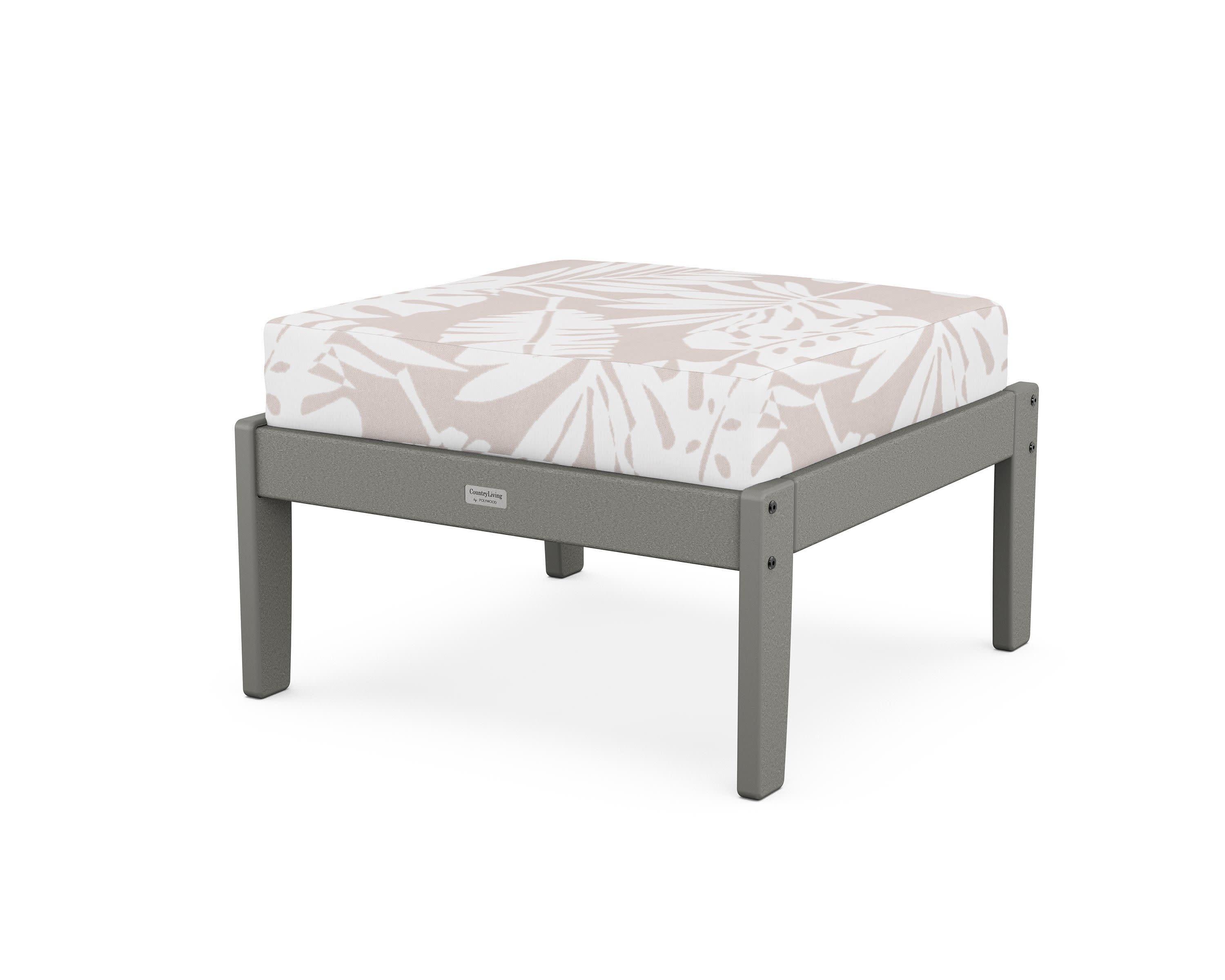 Cottage Deep Seating Ottoman in Slate Grey / Leaf Dune Burlap