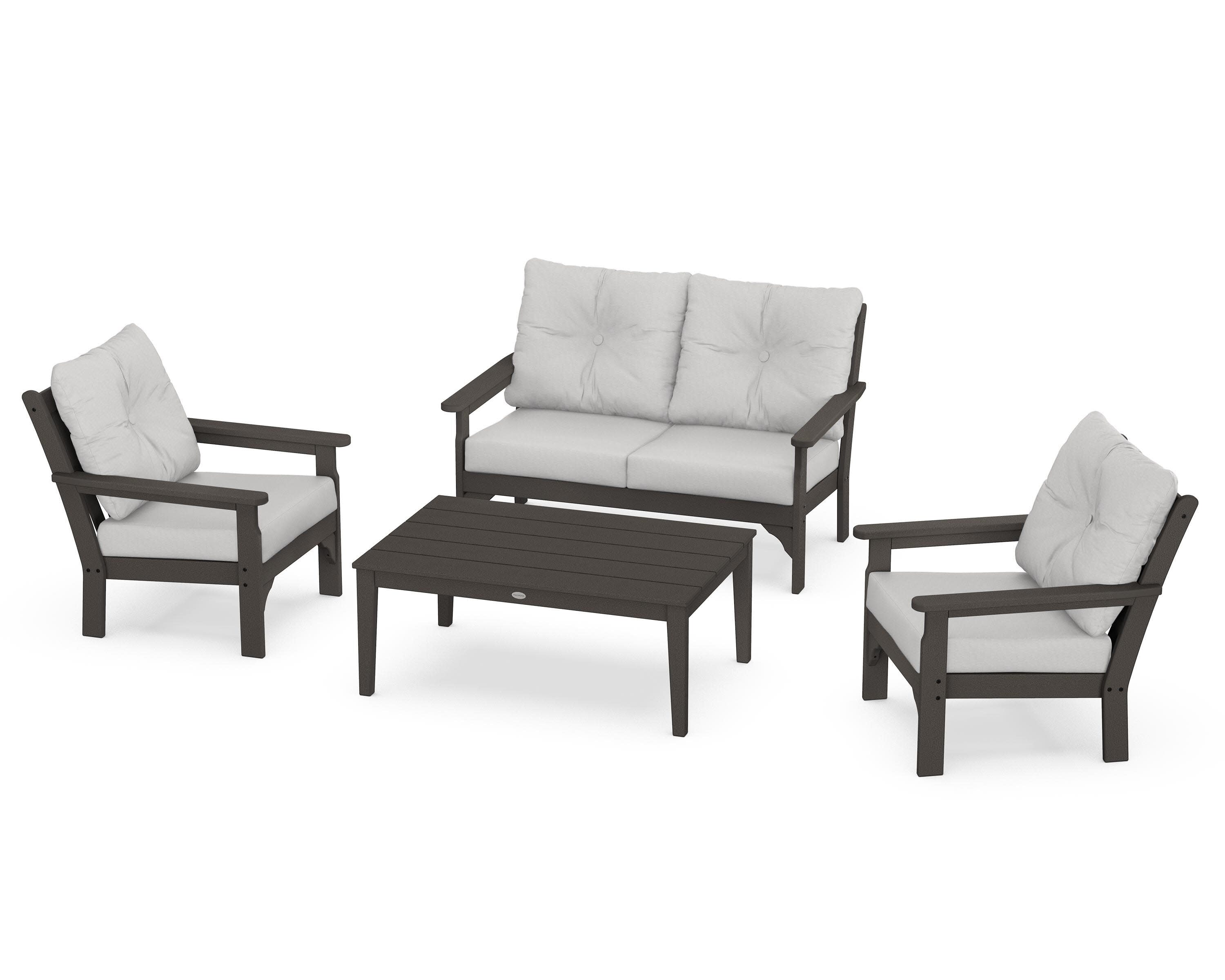 Vineyard 4-Piece Deep Seating Set in Vintage Coffee / Diamond in the Rough