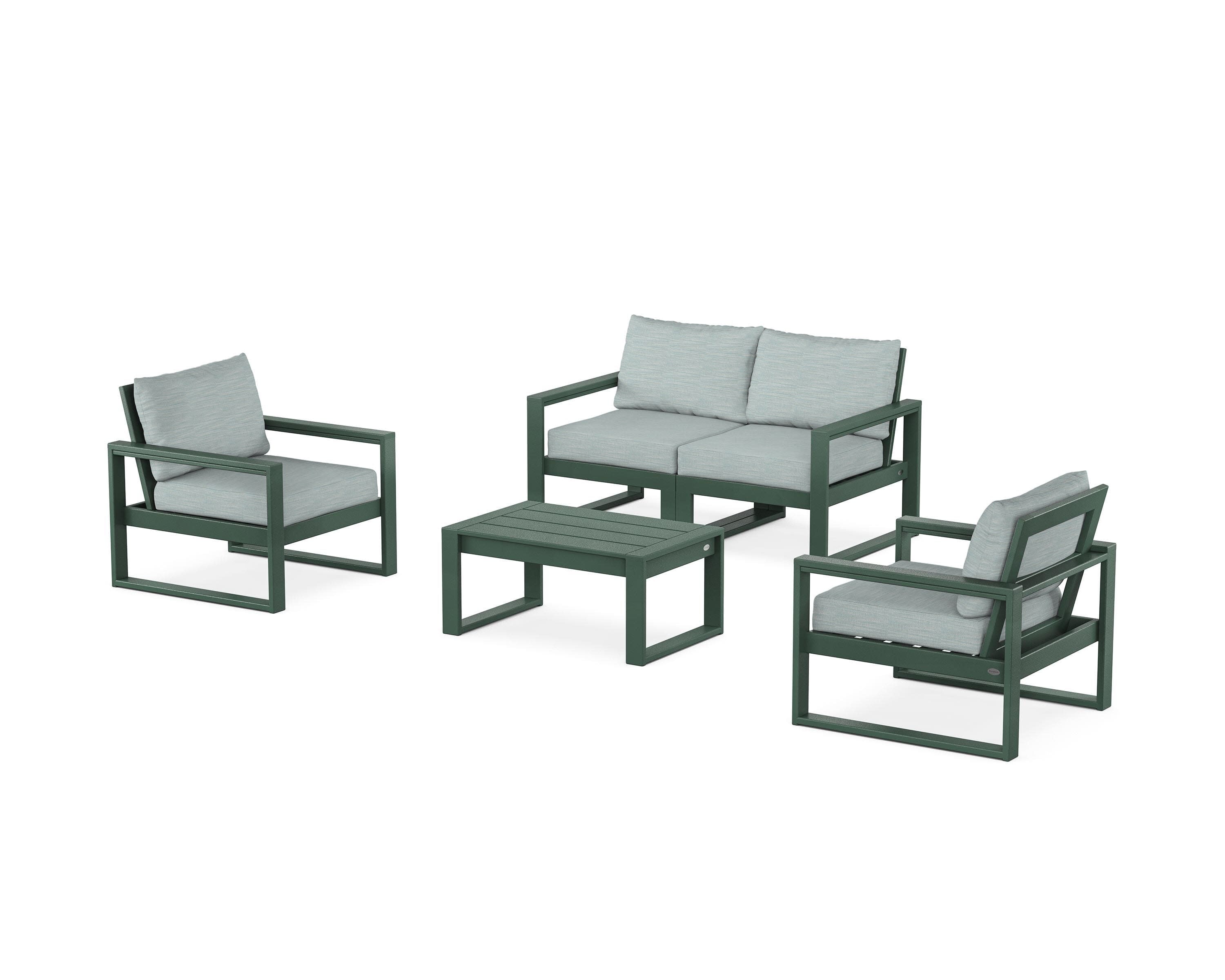 EDGE Sectional 4-Piece Deep Seating Set with Loveseat in Green / Soothe Mist