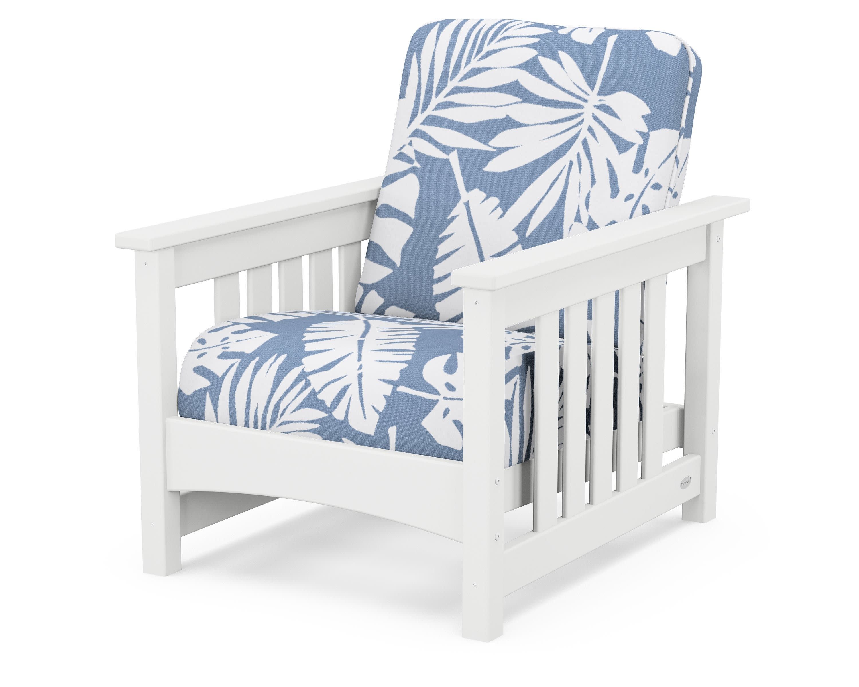 Club Mission Chair in White / Leaf Sky Blue