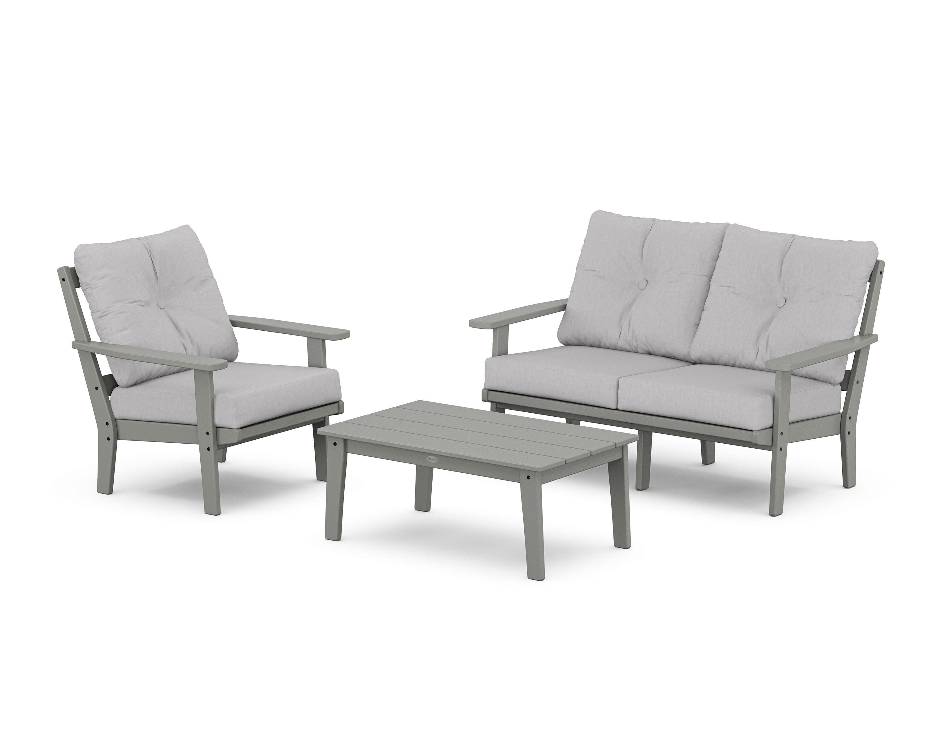 Oxford 3-Piece Deep Seating Set with Loveseat in Slate Grey / Granite