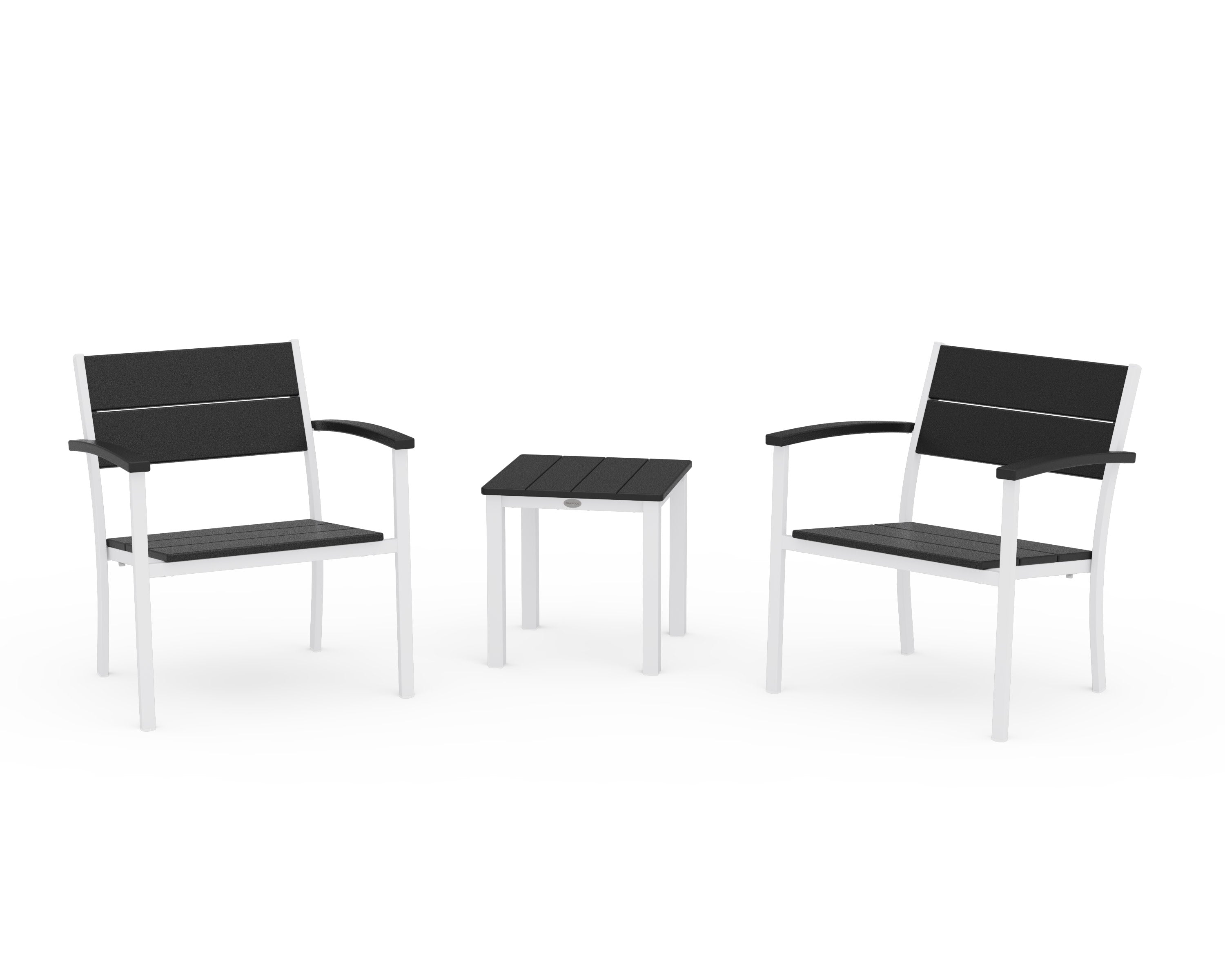 Main Street 3-Piece Lounge Chair Set in White / Black