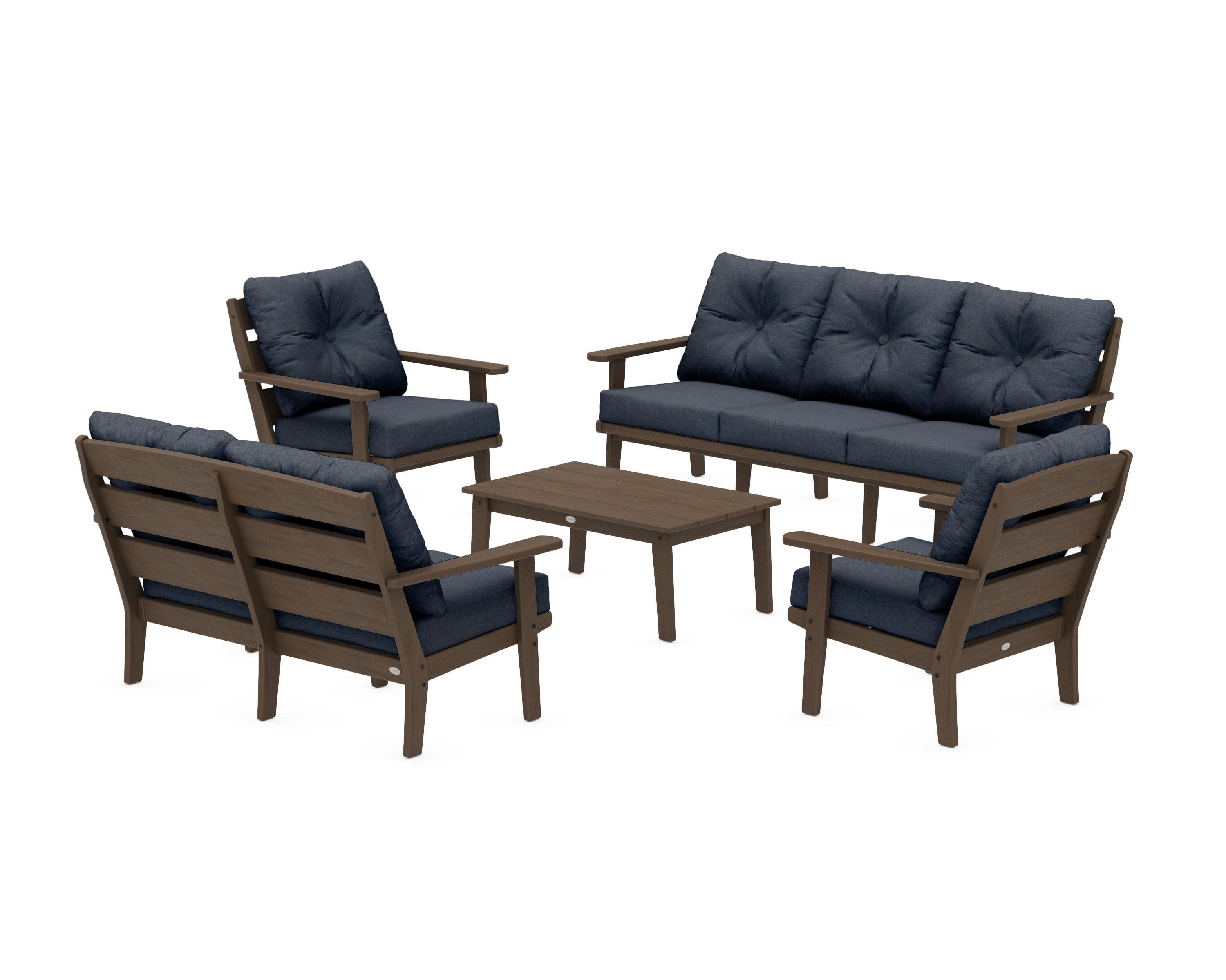 Lakeside 5-Piece Lounge Sofa Set in Kona / Marine Indigo