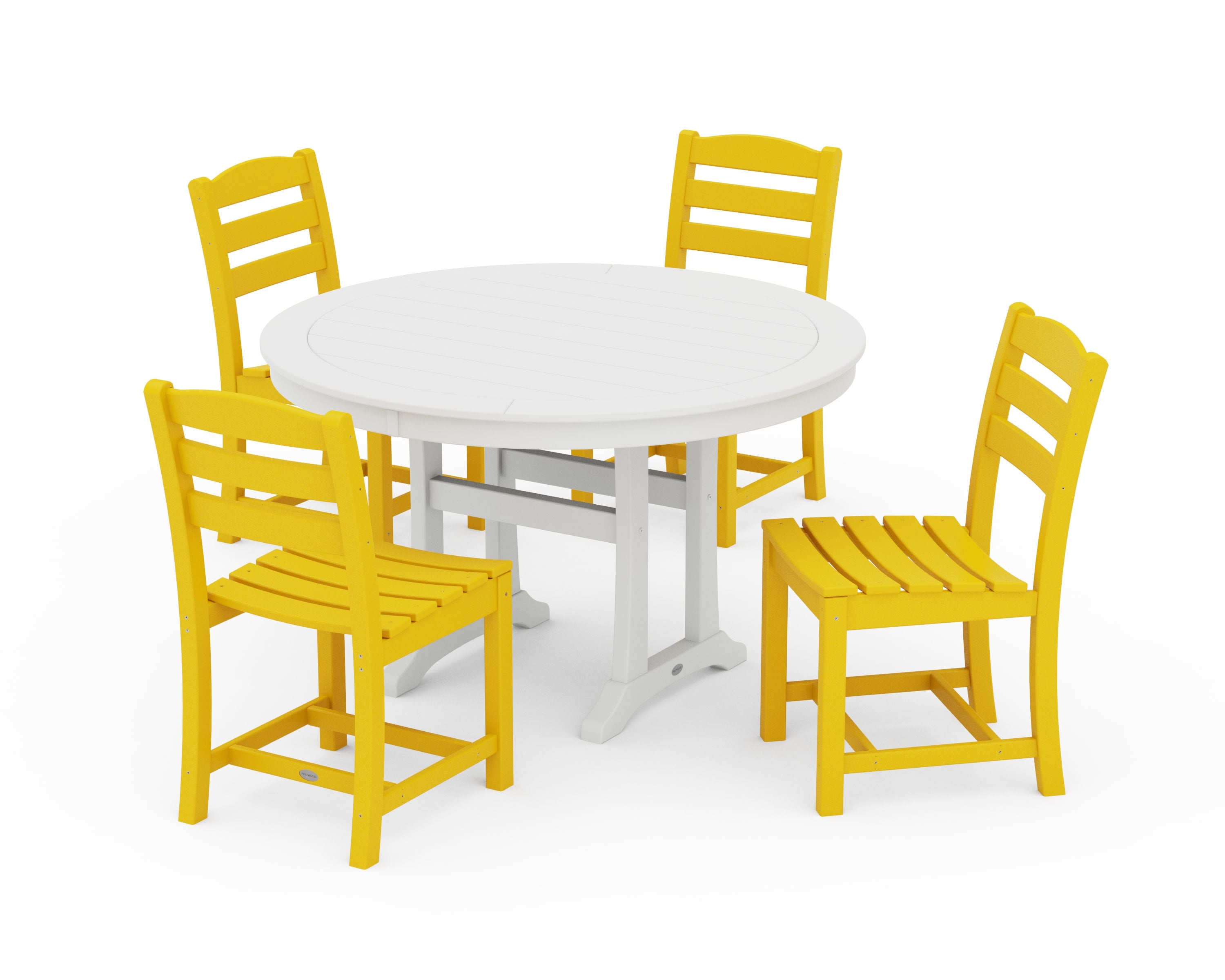 La Casa Caf 5-Piece Side Chair Dining Set in Lemon / White
