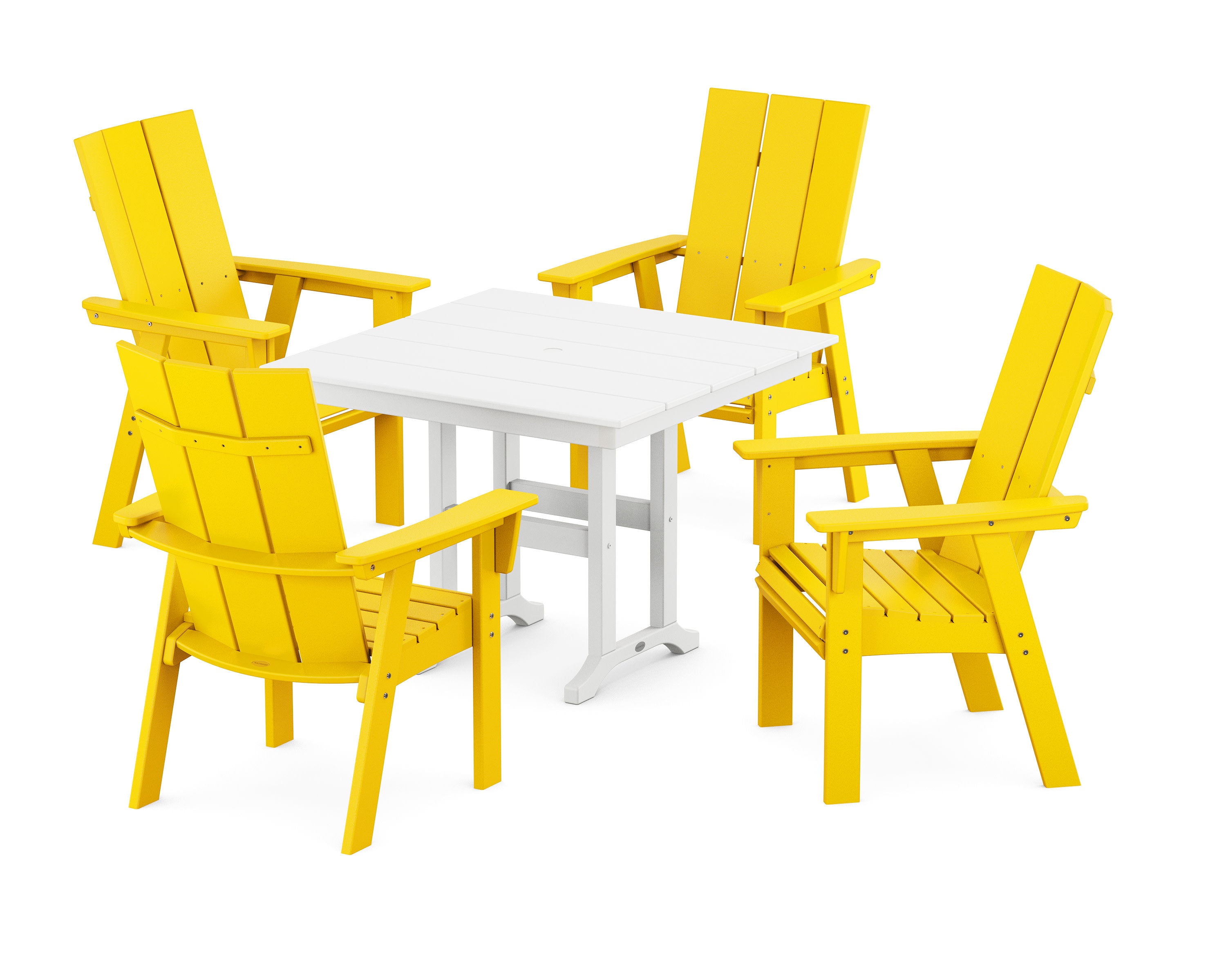 Modern Adirondack 5-Piece Farmhouse Dining Set in Lemon / White