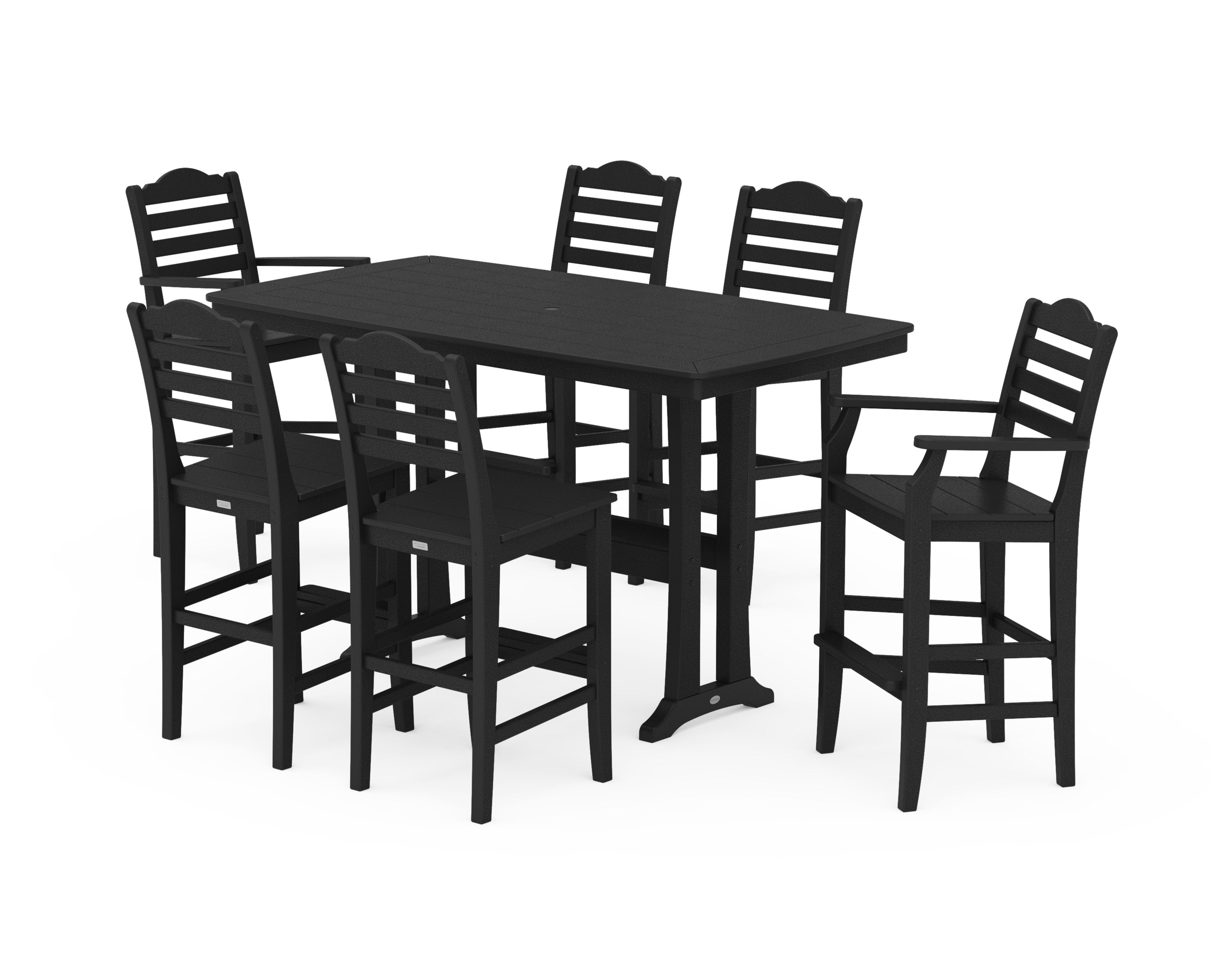 Savannah 7-Piece Bar Set with Trestle Legs in Black