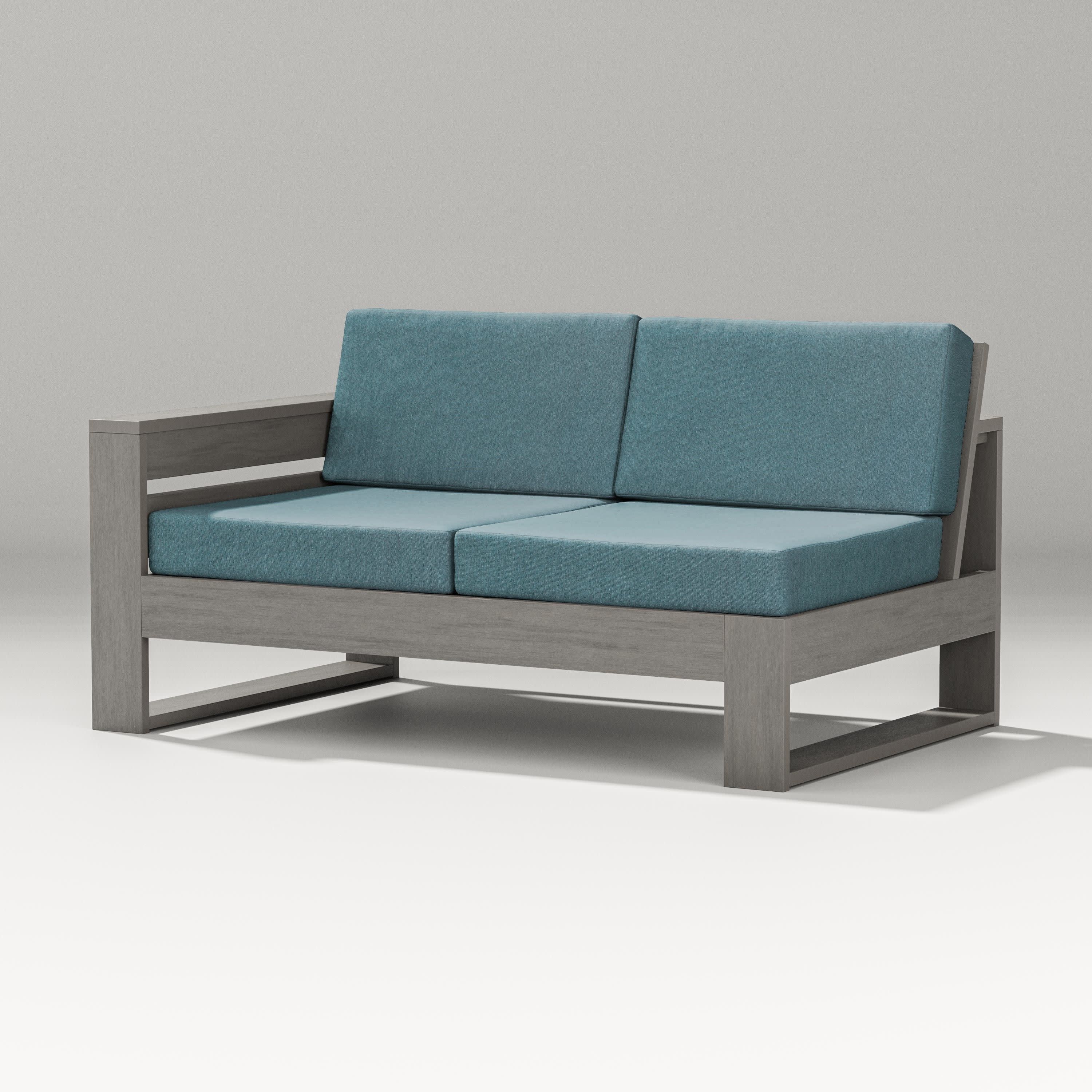 Latitude Modular Left Arm Loveseat in Driftwood / Ocean Teal