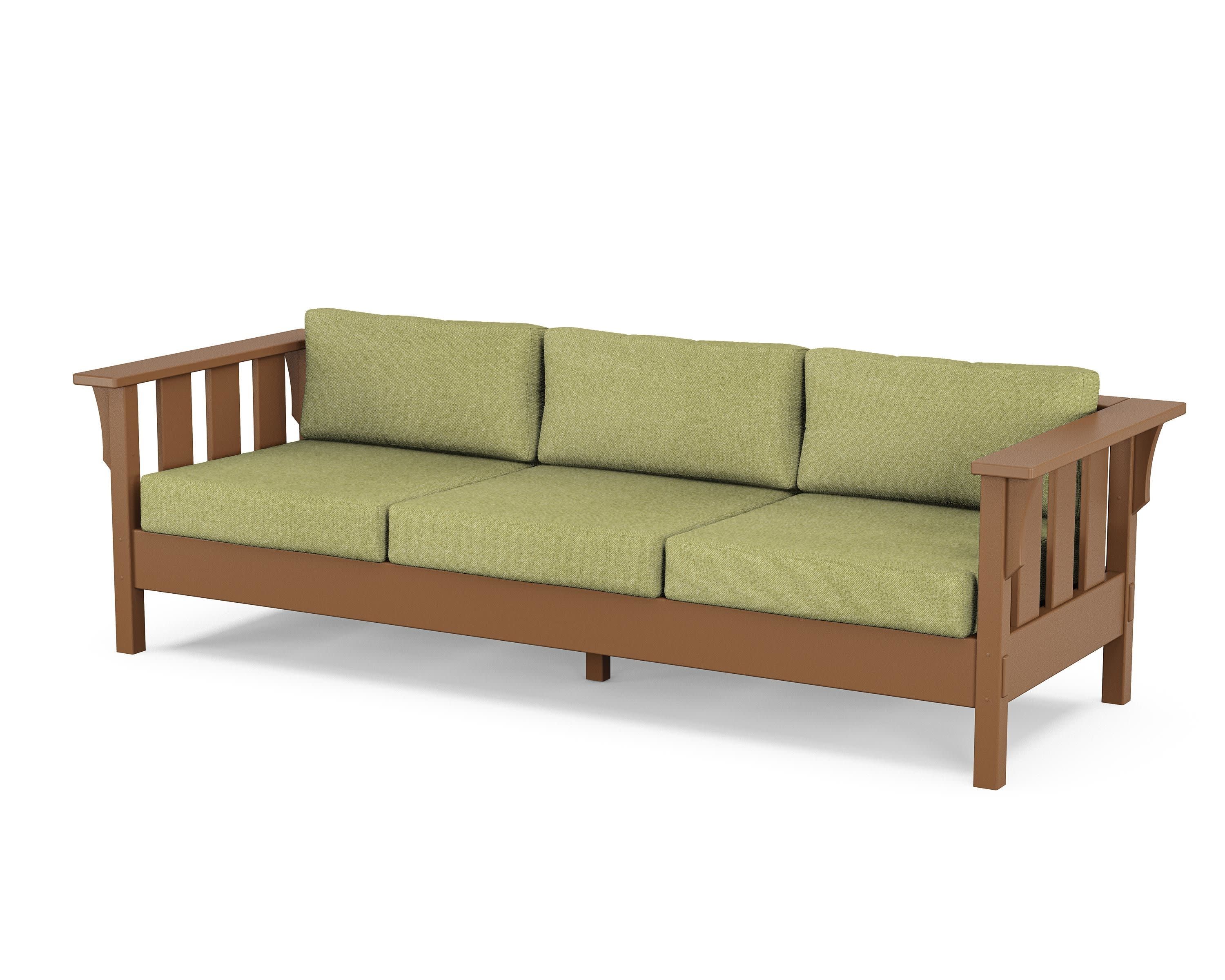 Acadia Deep Seating Sofa in Teak / Chartreuse Boucle