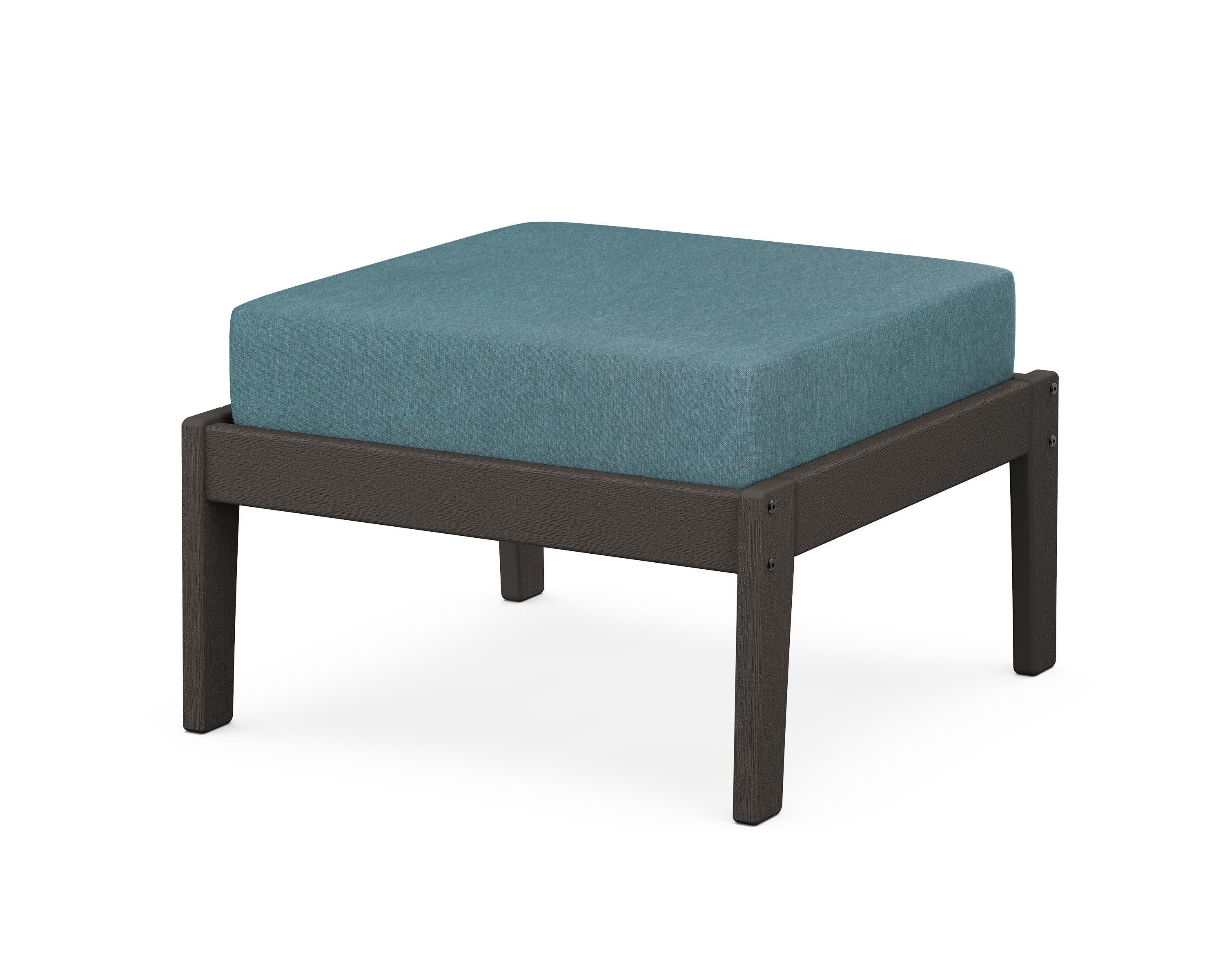 Deep Seating Ottoman in Vintage Coffee / Ocean Teal