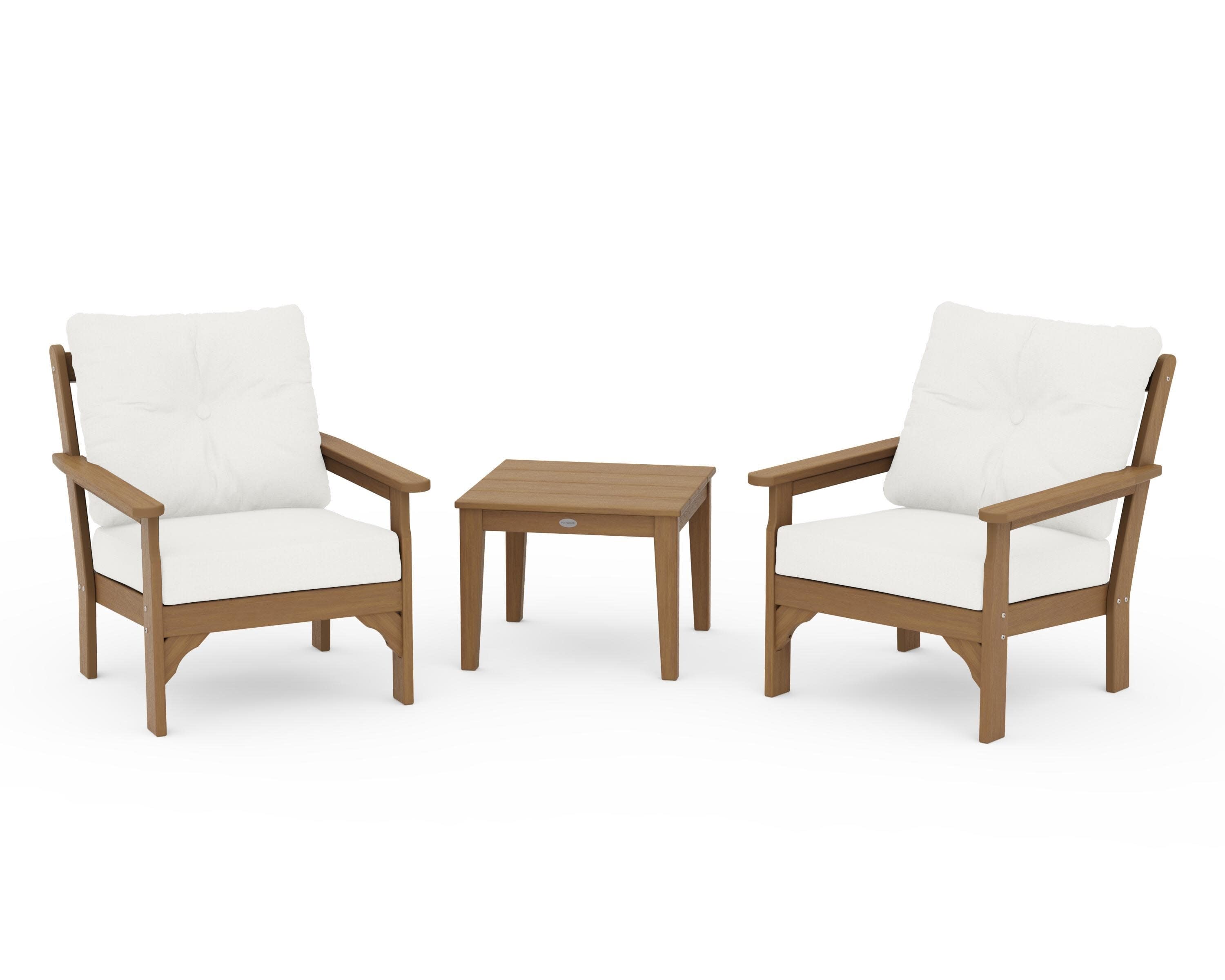 Vineyard 3-Piece Deep Seating Set in Natural / Natural Linen