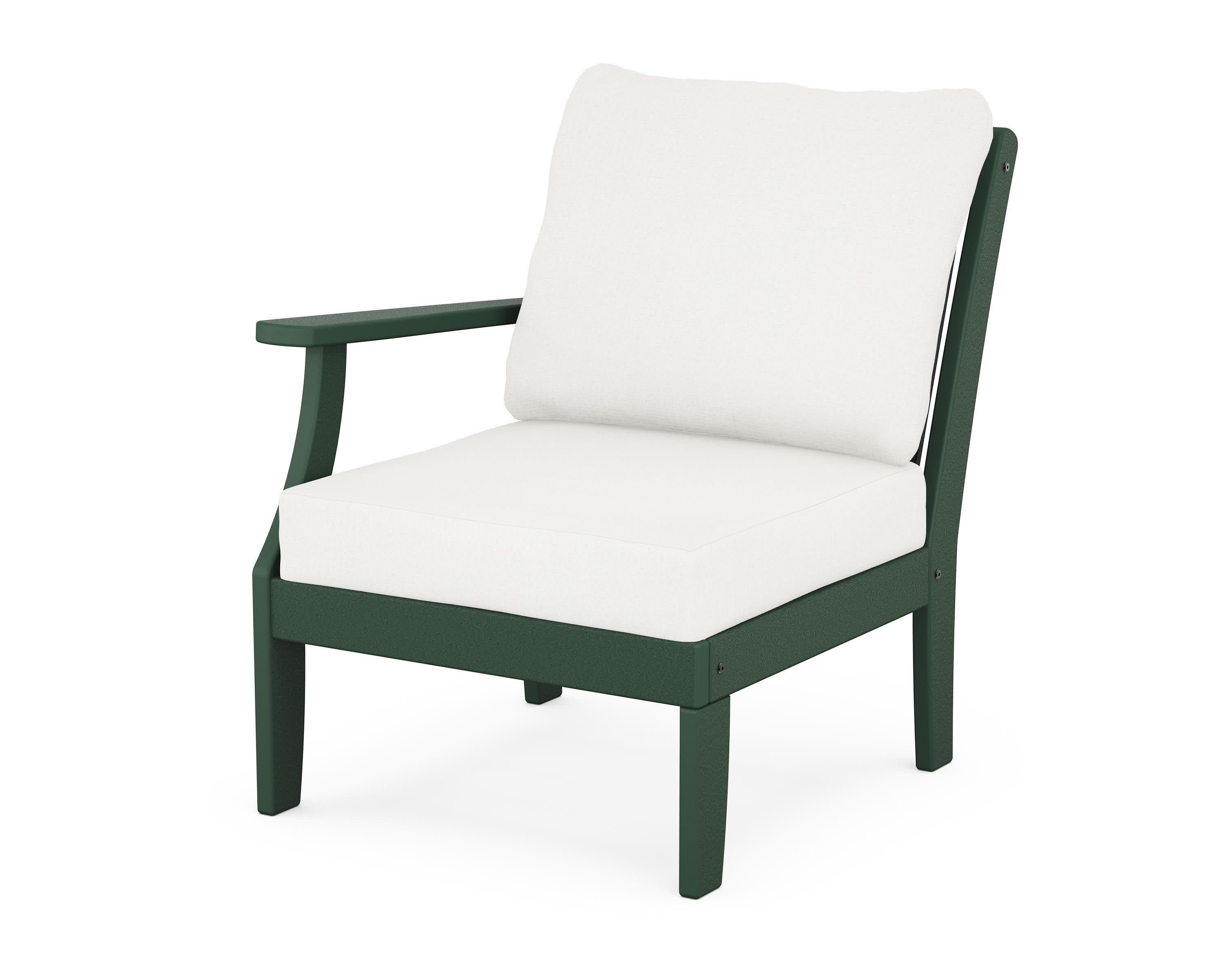 Braxton Modular Left Arm Chair in Green / Natural Linen