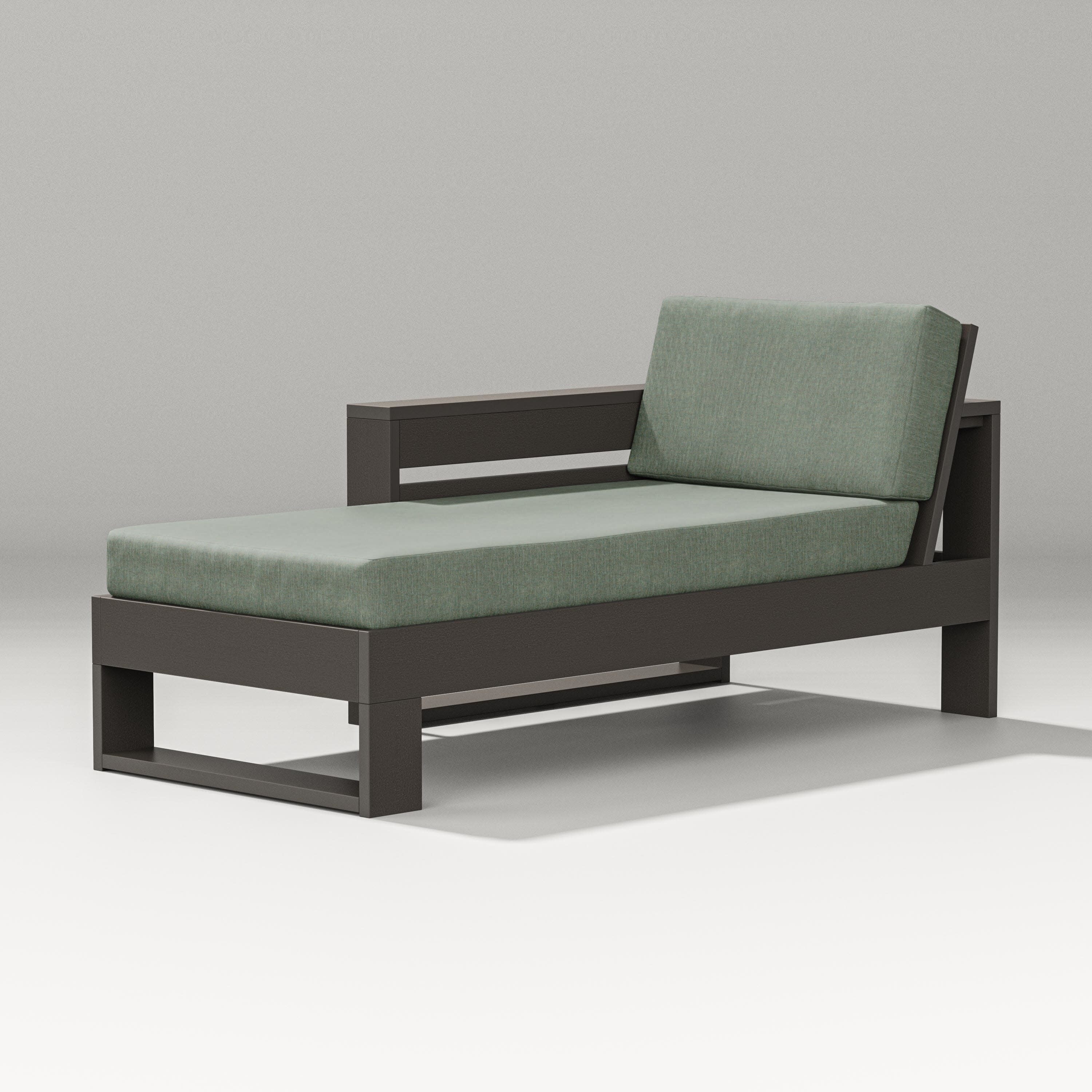 Latitude Modular Left Arm Chaise in Vintage Coffee / Cast Sage