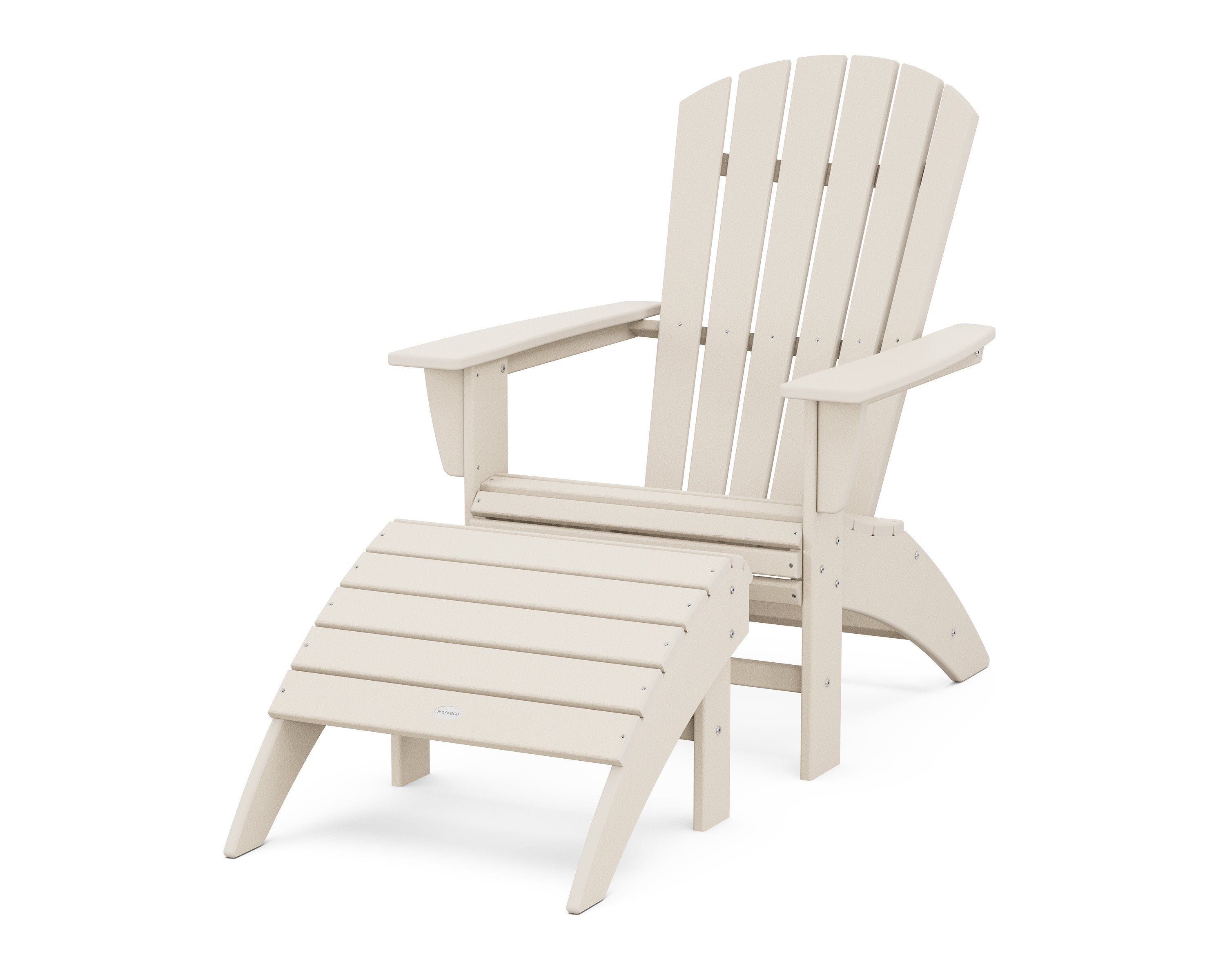 Nautical Curveback Adirondack Chair 2-Piece Set with Ottoman in Sand
