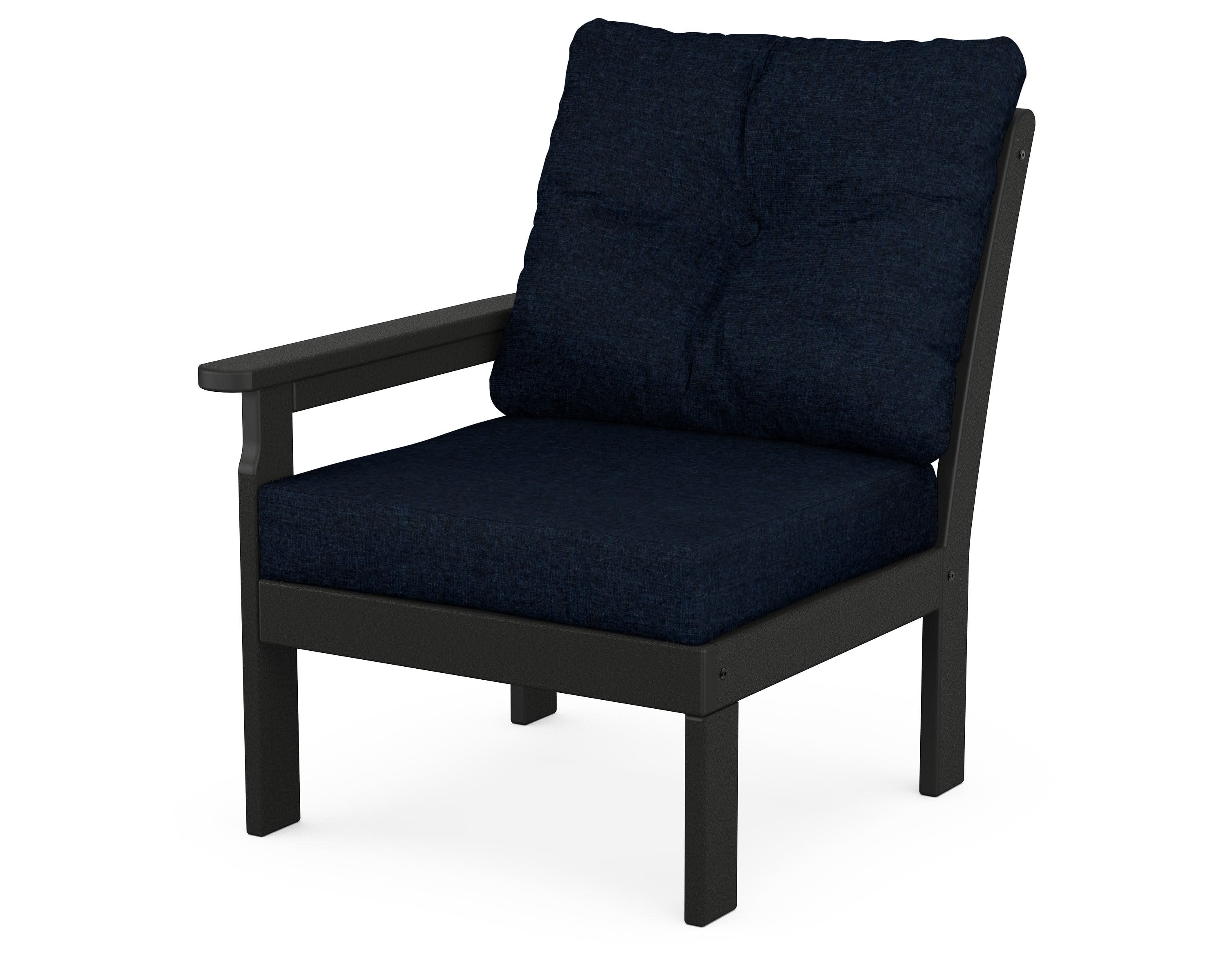 Vineyard Modular Left Arm Chair in Black / Marine Indigo