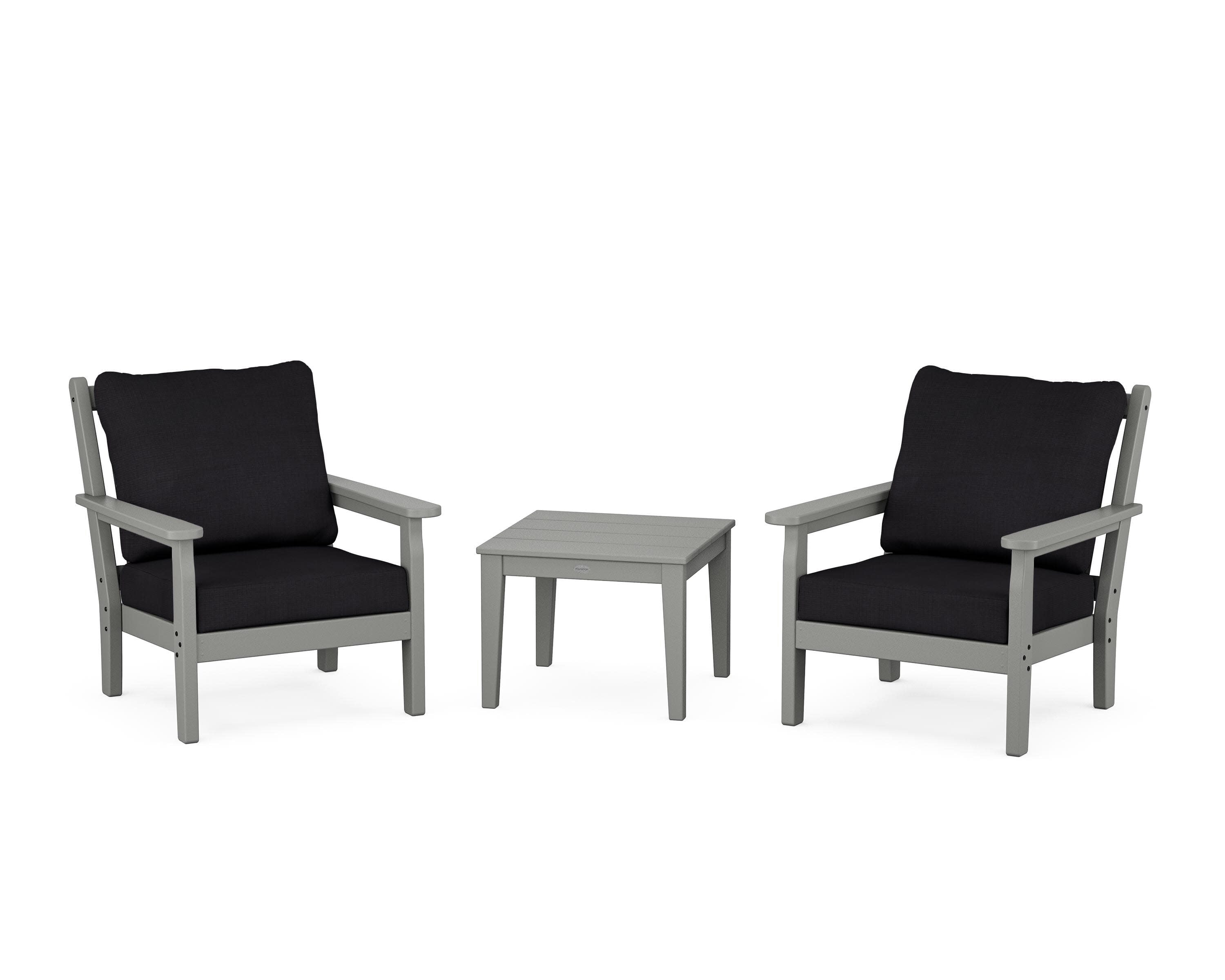 Chippendale 3-Piece Deep Seating Set in Slate Grey / Midnight Linen