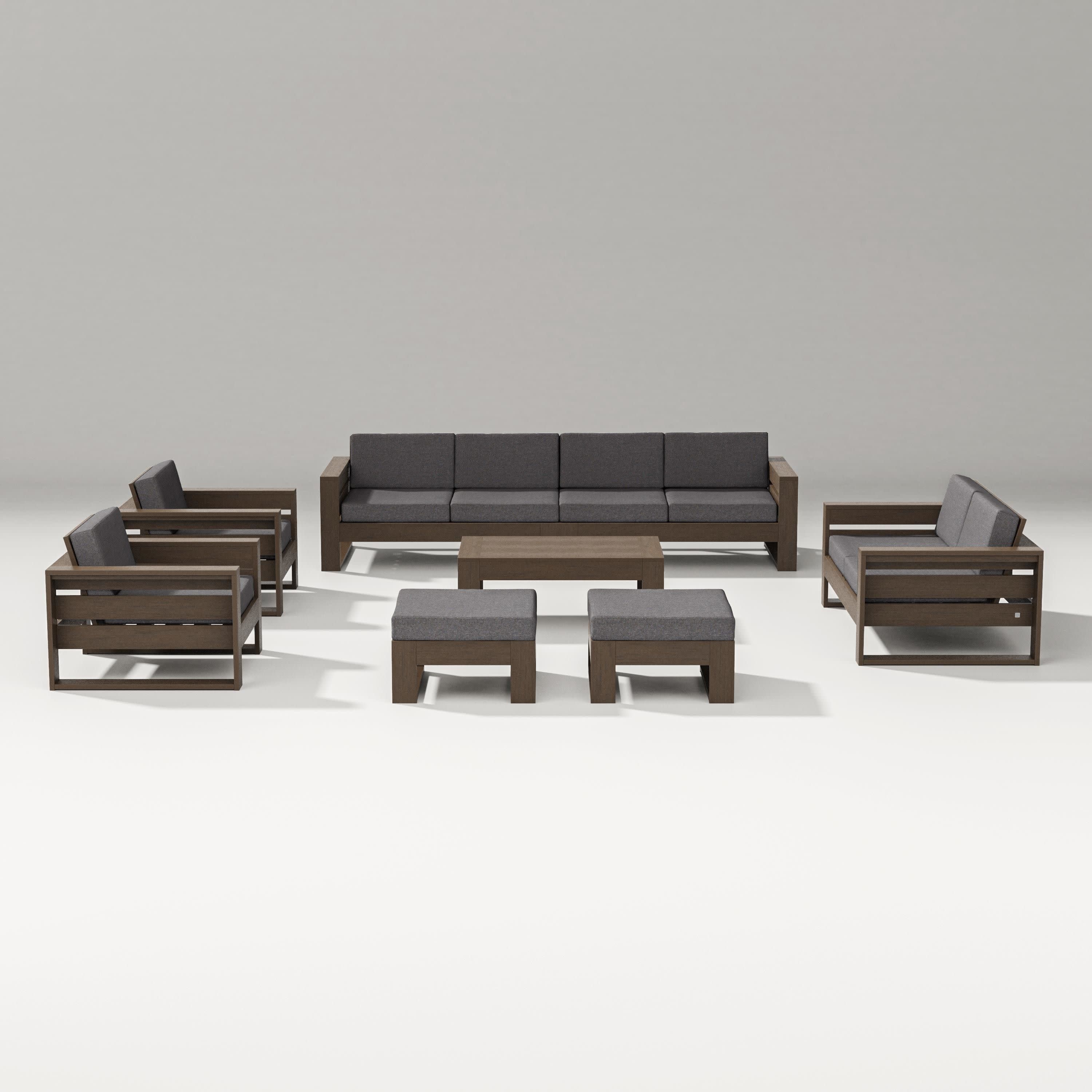 Latitude 8-Piece Lounge Sofa Set in Kona / Ash Charcoal