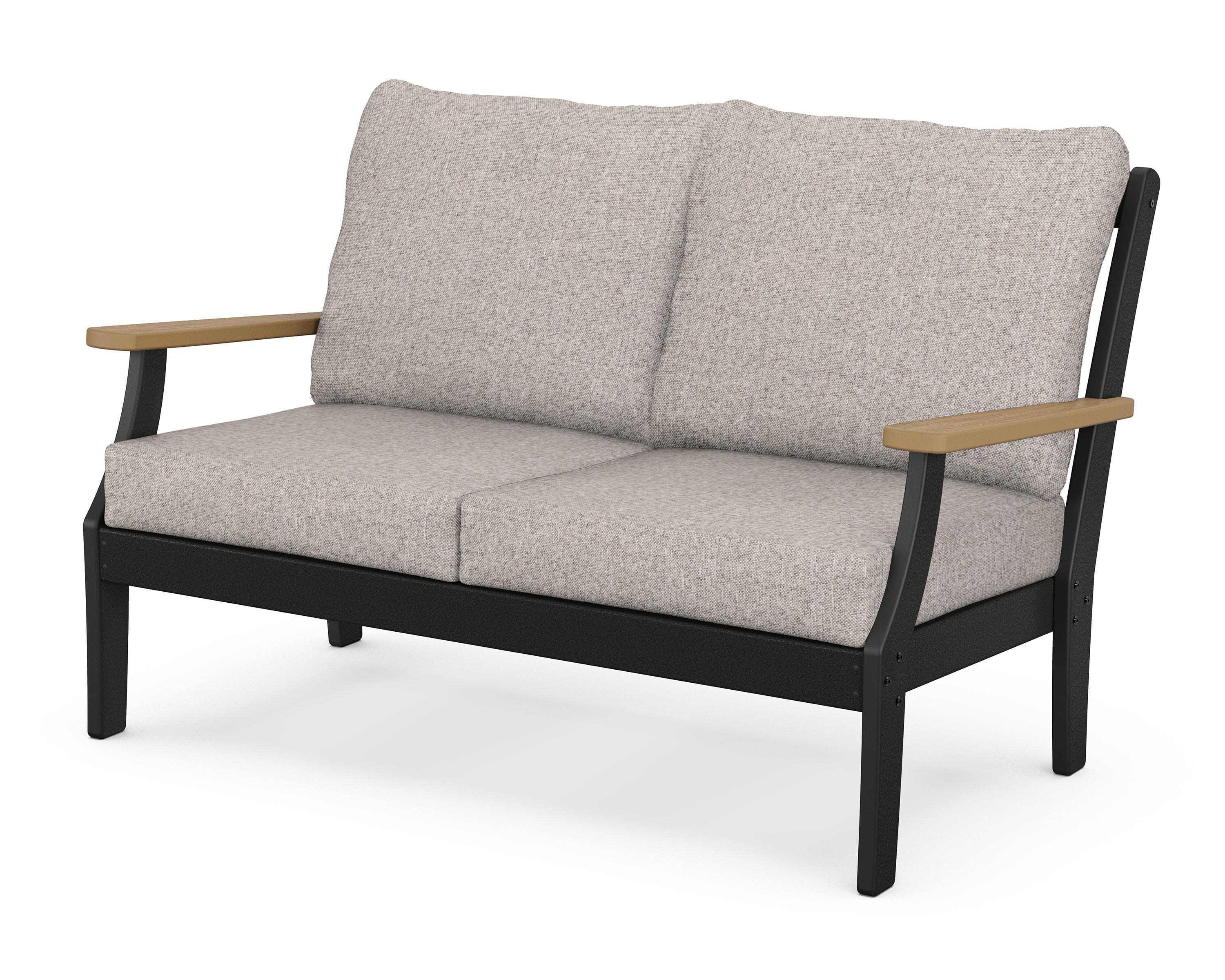 Braxton Deep Seating Loveseat in Black / Natural / Weathered Tweed