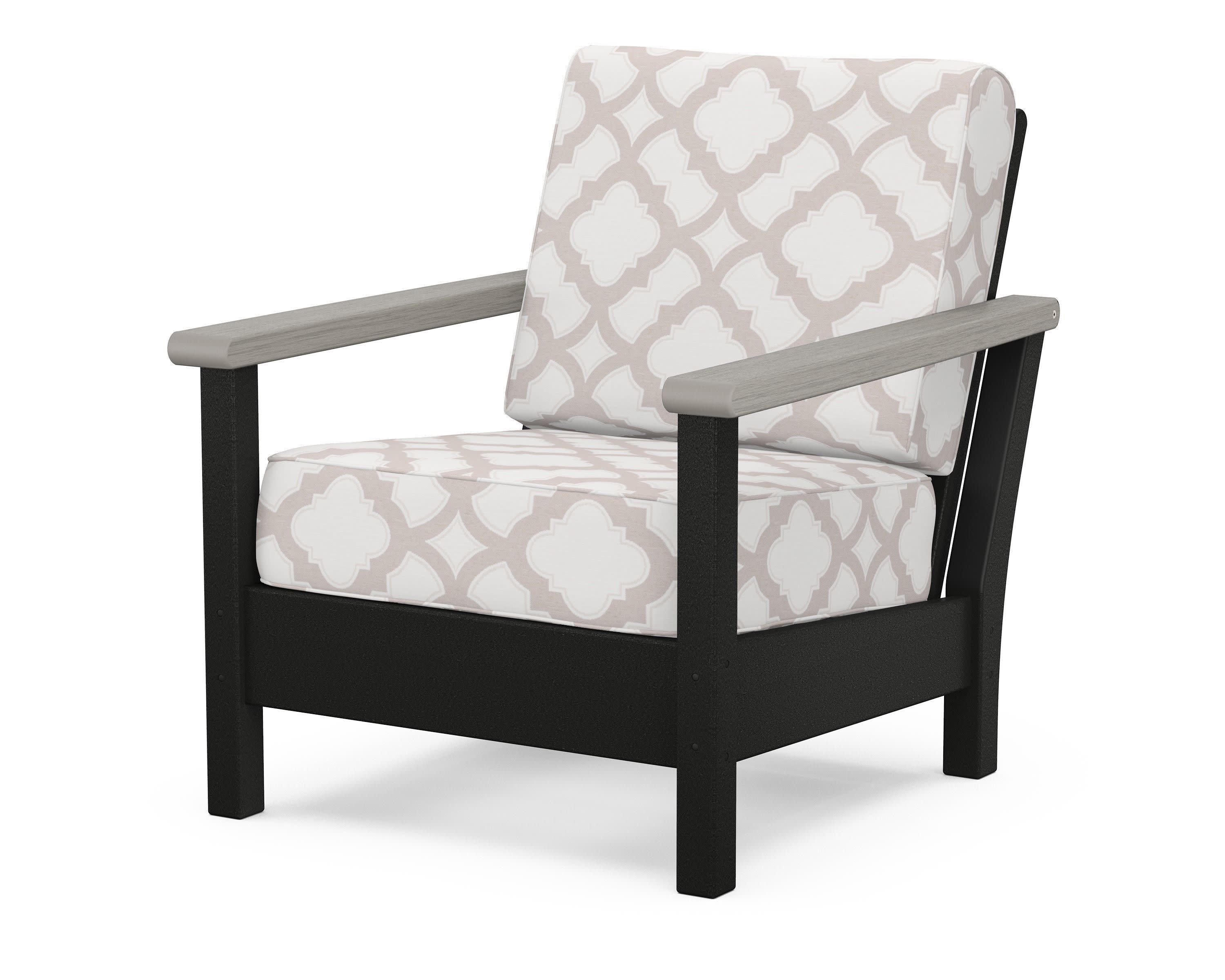 Harbour Deep Seating Chair in Black / Driftwood / Trellis Dune Burlap
