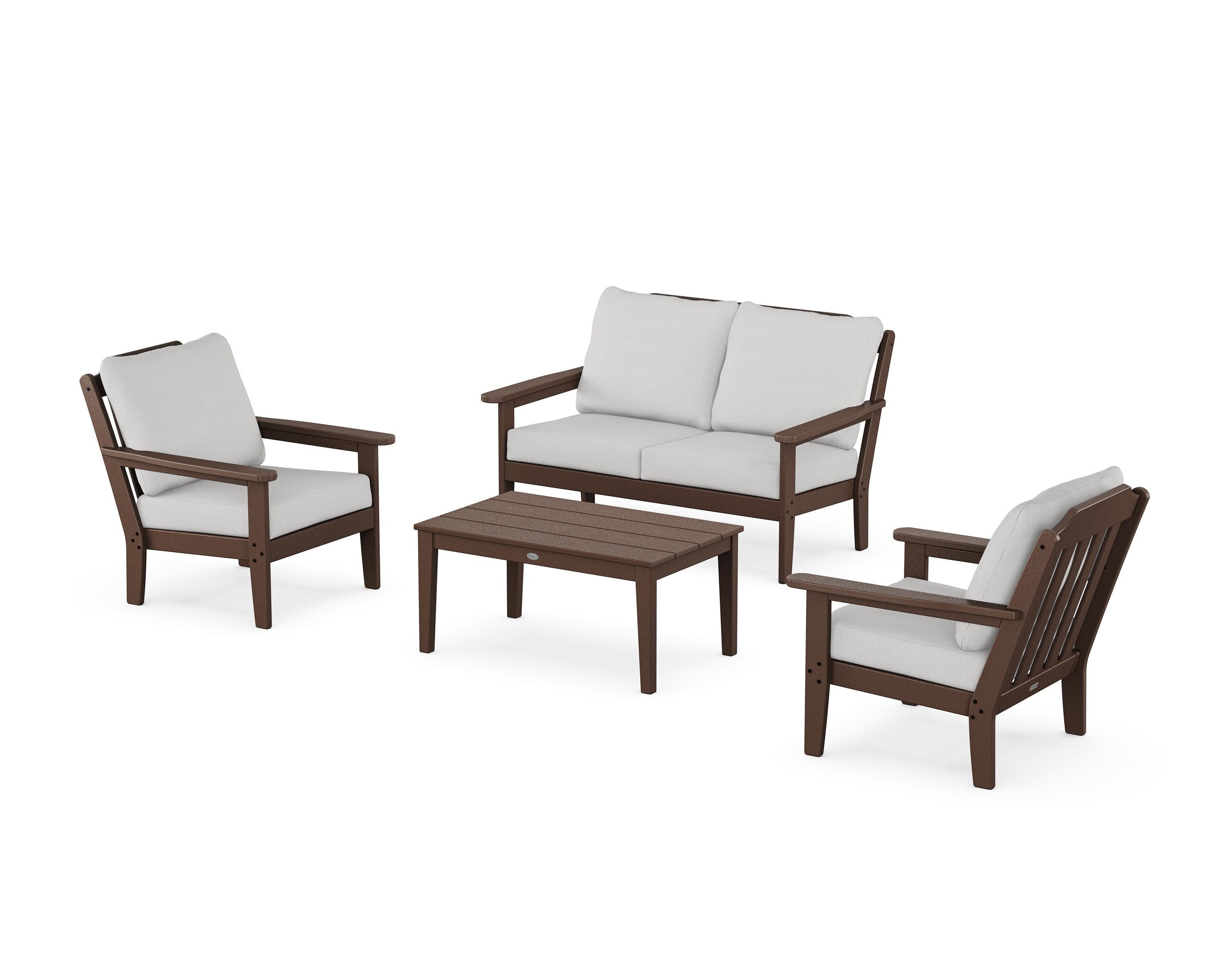 Cottage 4-Piece Deep Seating Set with Loveseat in Mahogany / Diamond in the Rough