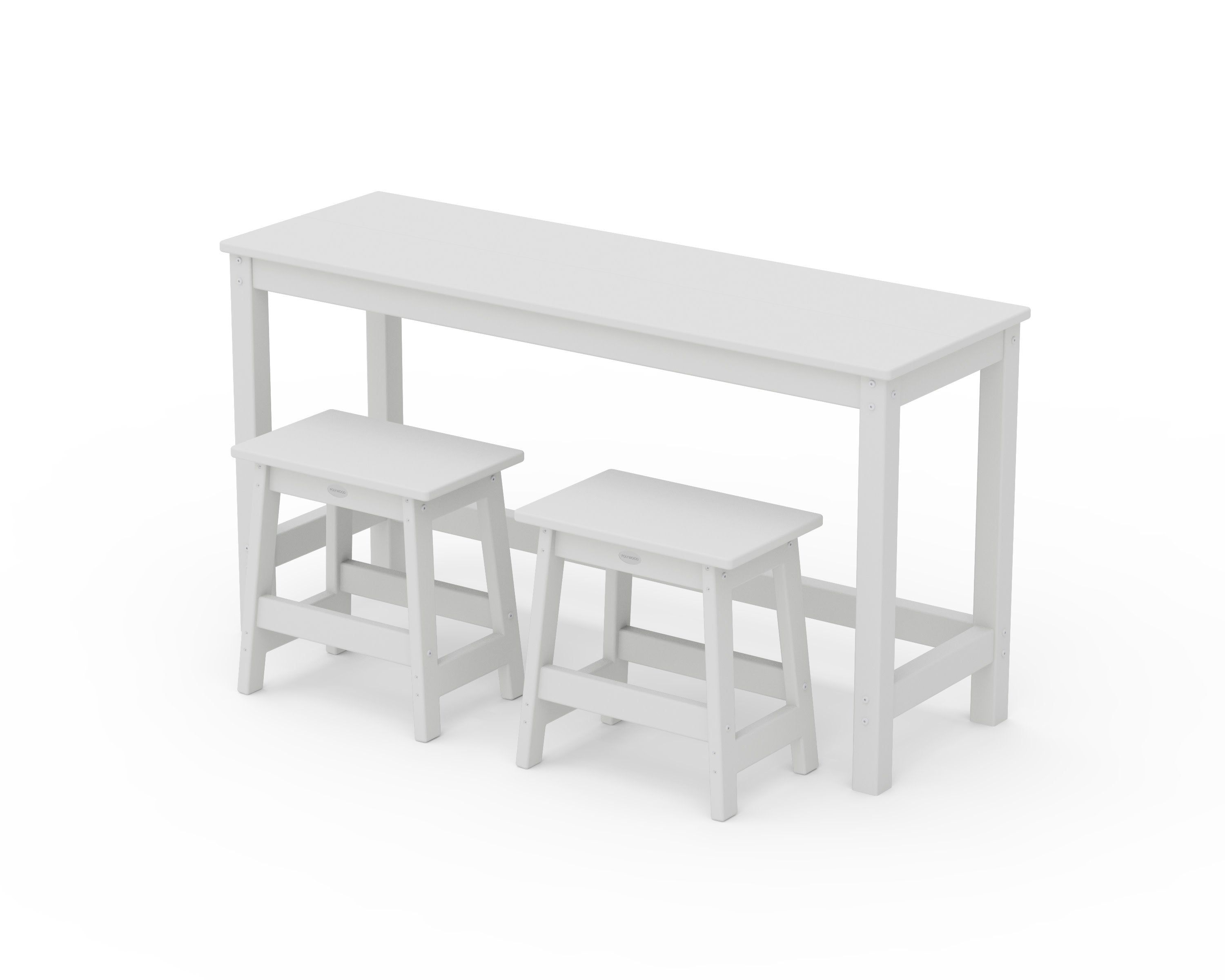Modern Studio Stool 3-Piece Balcony Set in White