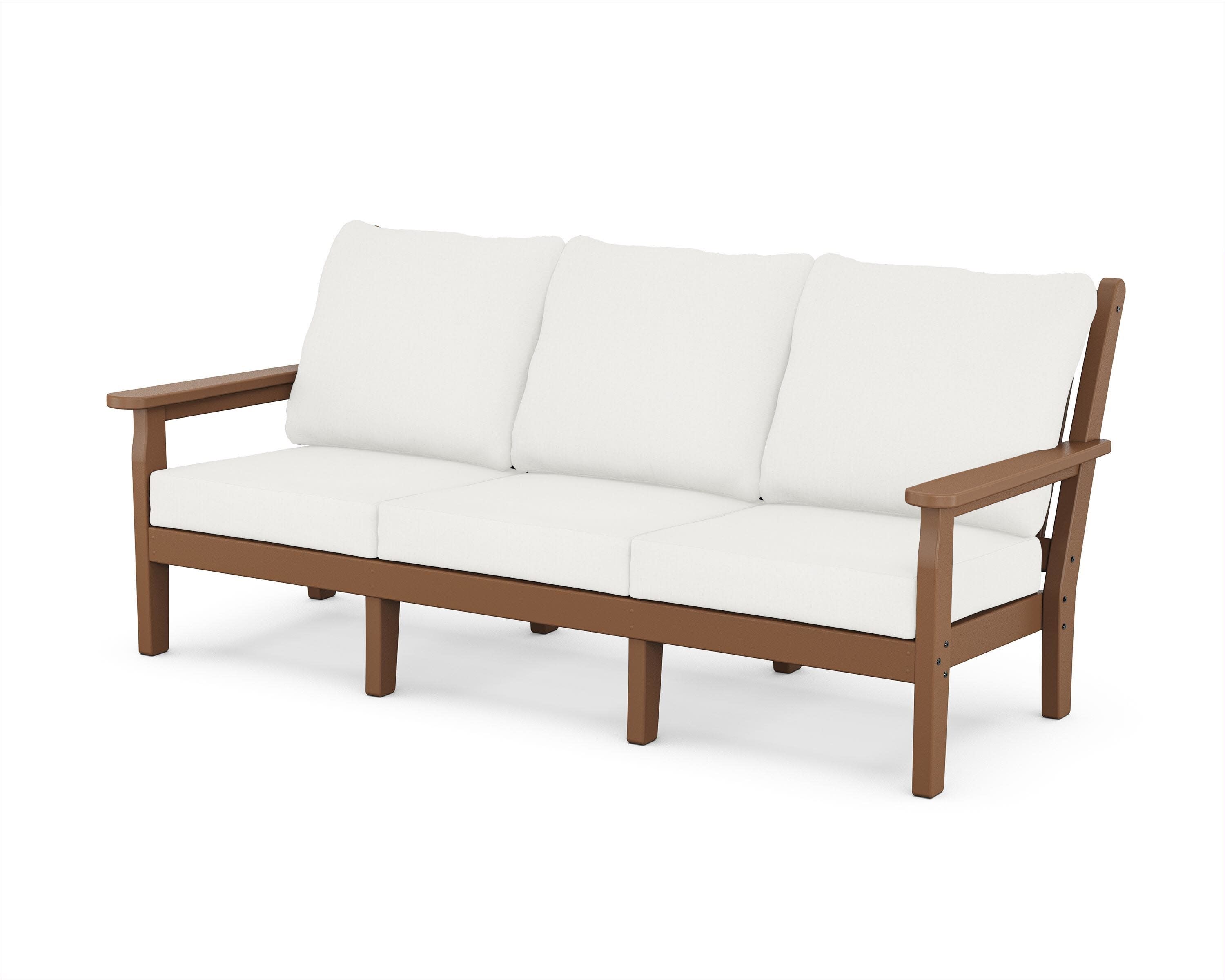 Chippendale Deep Seating Sofa in Teak / Natural Linen